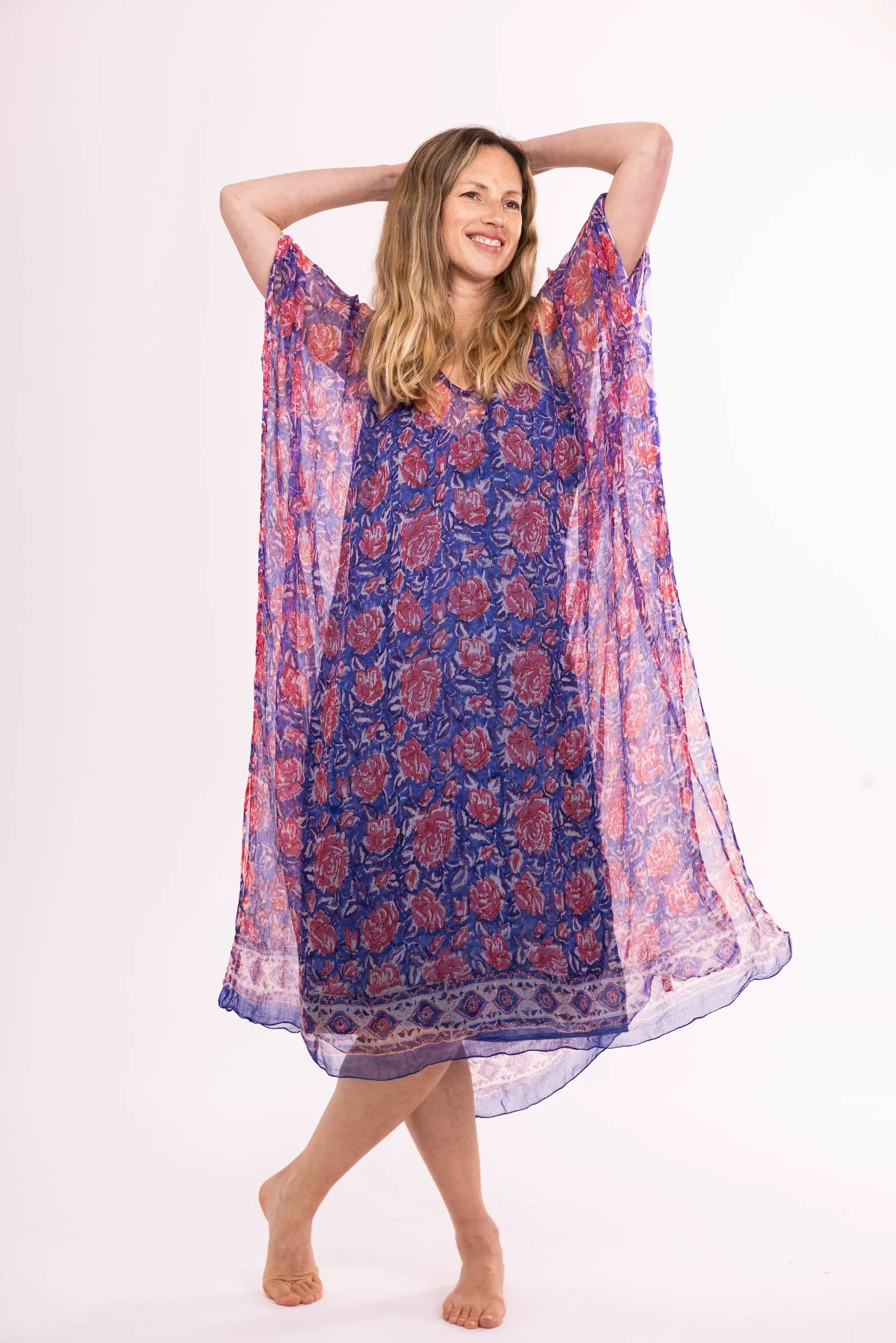 New Venus Dress Hand Block Printed in Chiffon SS224