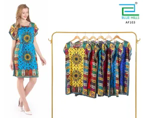 New Women Round Neck Summer Kaftan Floral Dress One Size