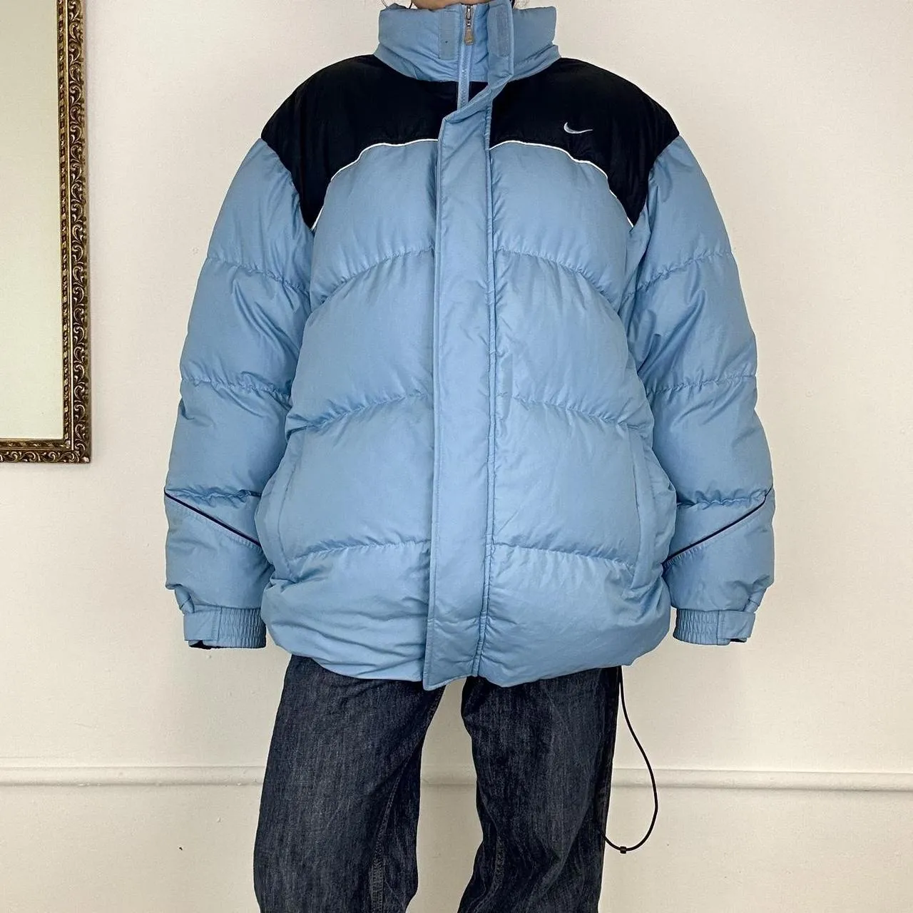 nike blue two tone puffer jacket