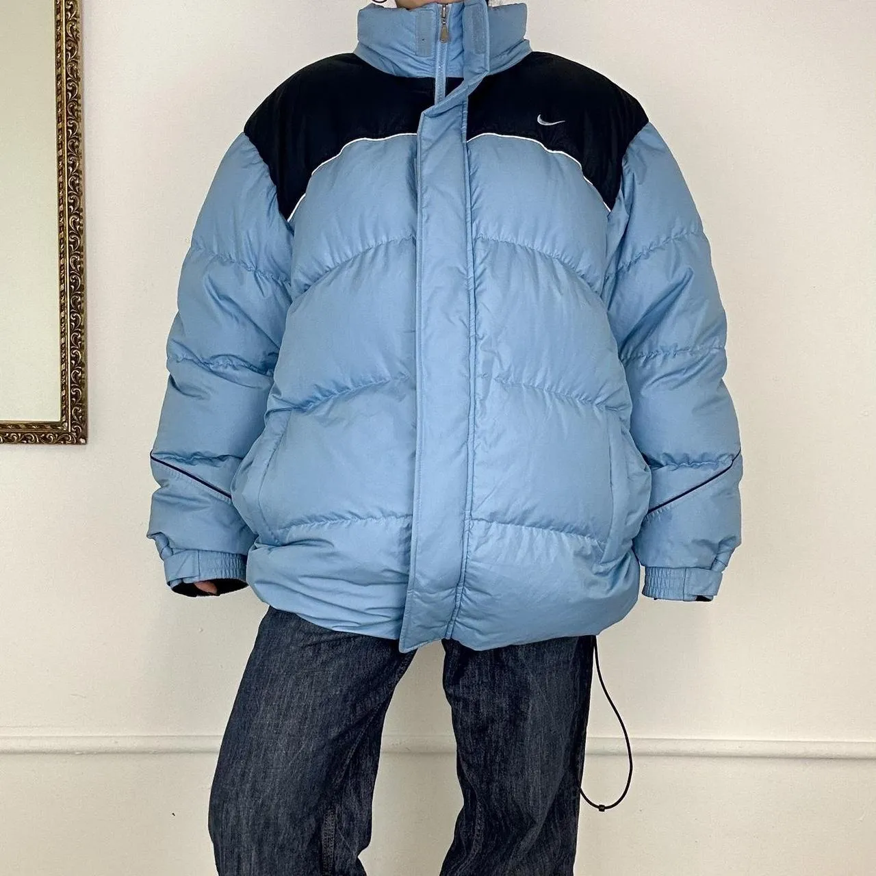 nike blue two tone puffer jacket