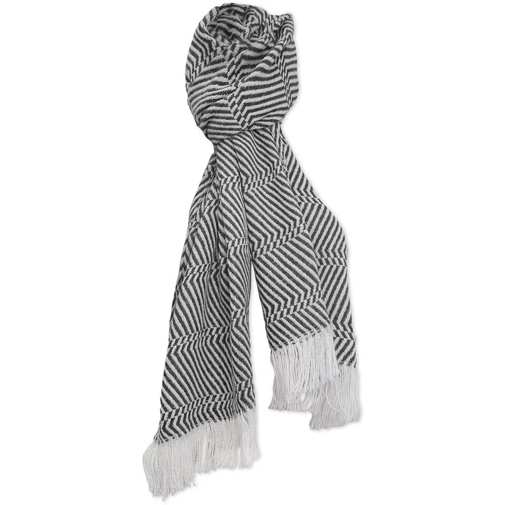 North Star Herringbone Stripe Scarf - Charcoal