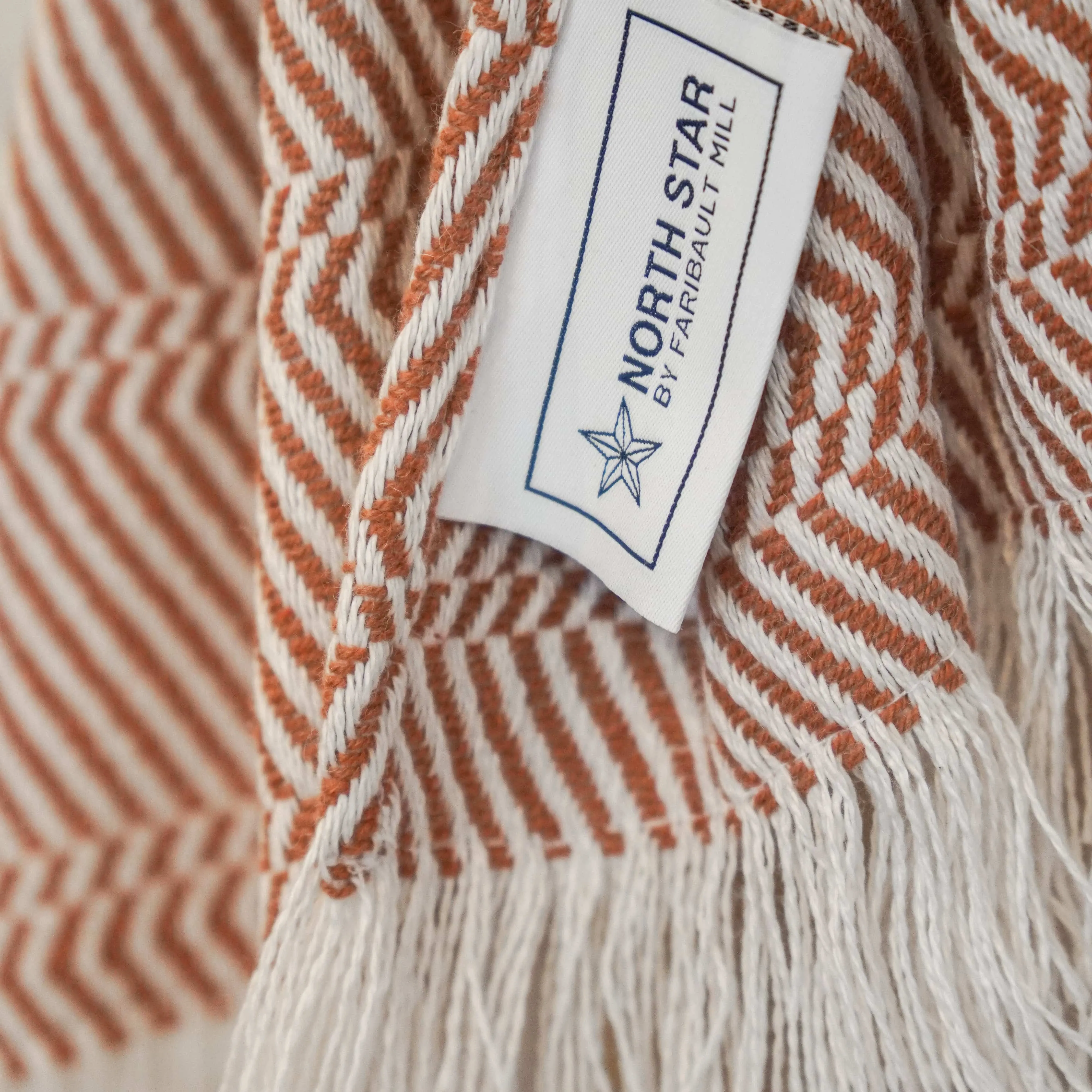 North Star Herringbone Stripe Scarf - Rust