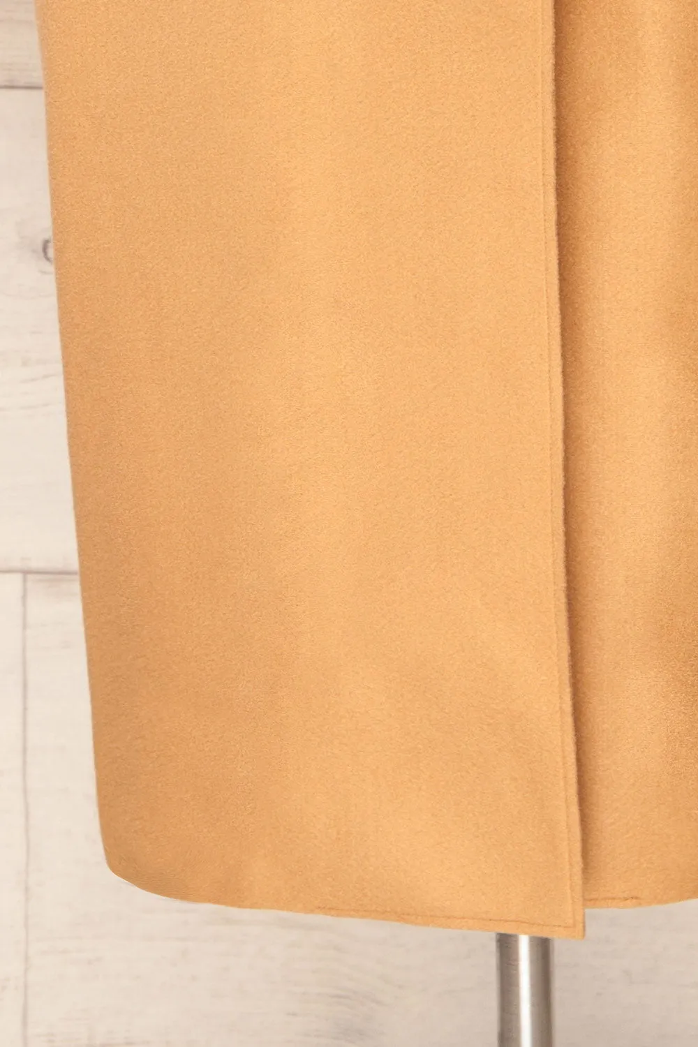 Oia Camel | Open Front Trench Coat