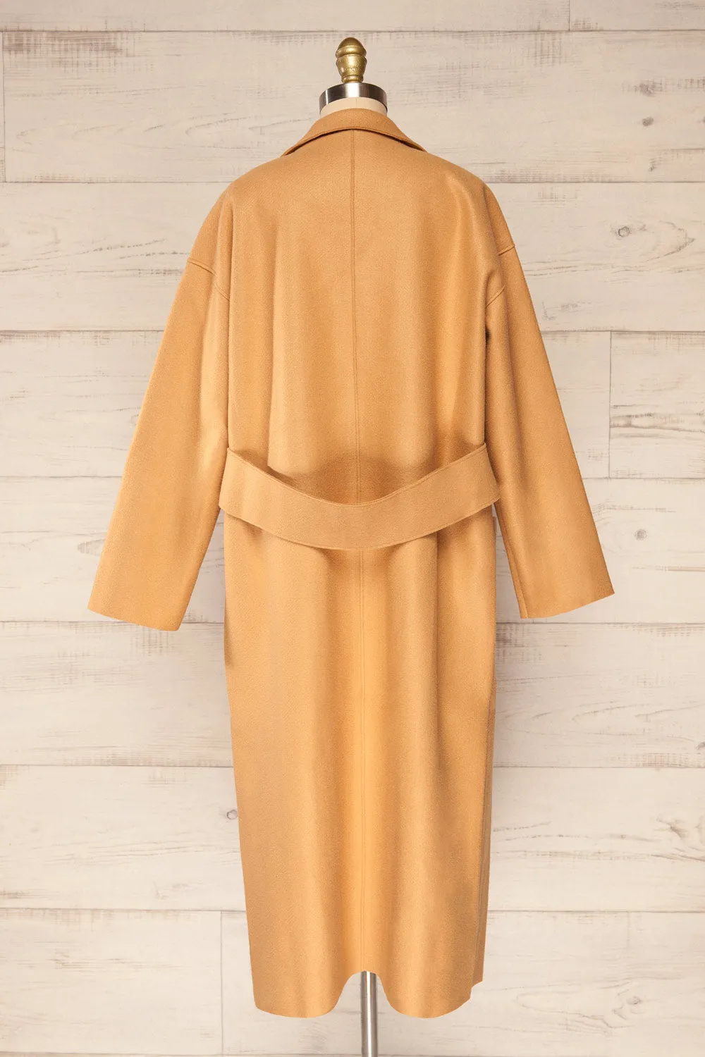 Oia Camel | Open Front Trench Coat