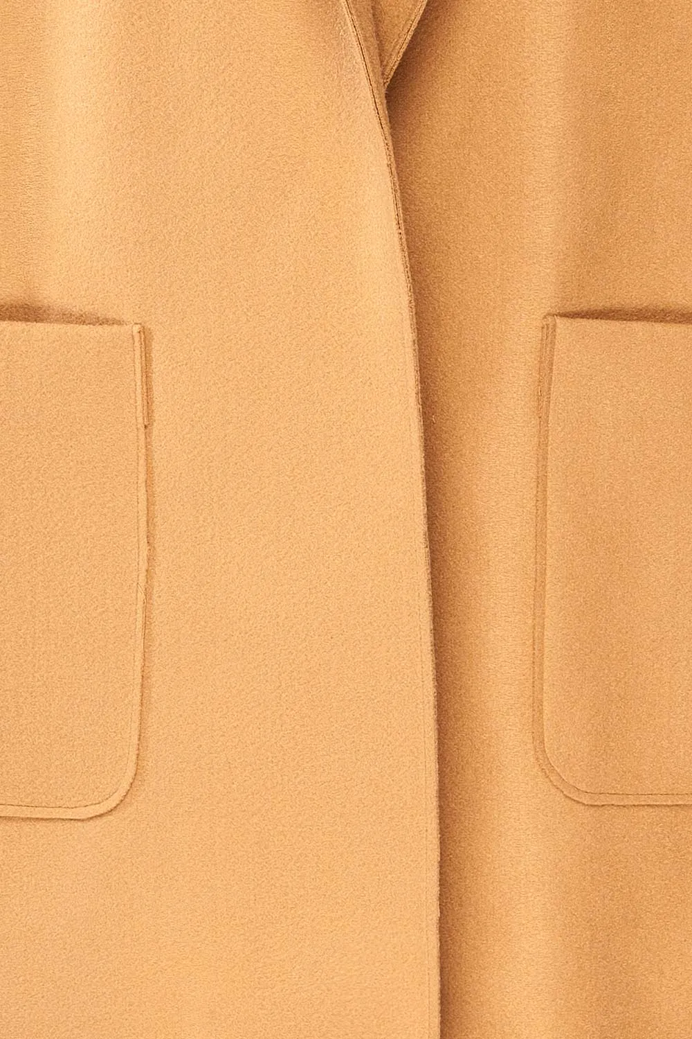 Oia Camel | Open Front Trench Coat