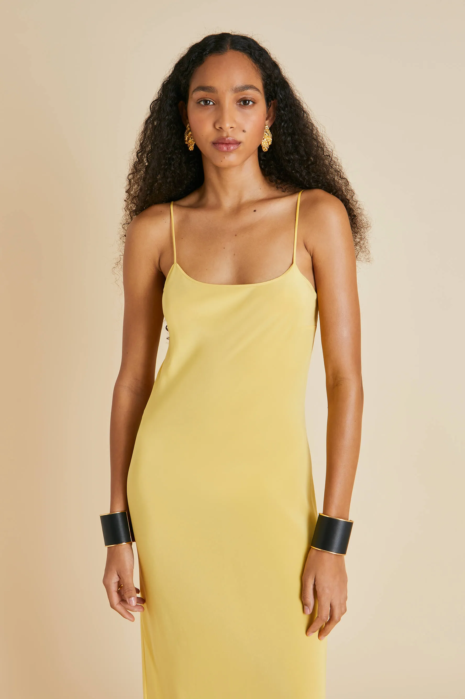 Olympia Yellow Slip Dress in Silk Crêpe de Chine