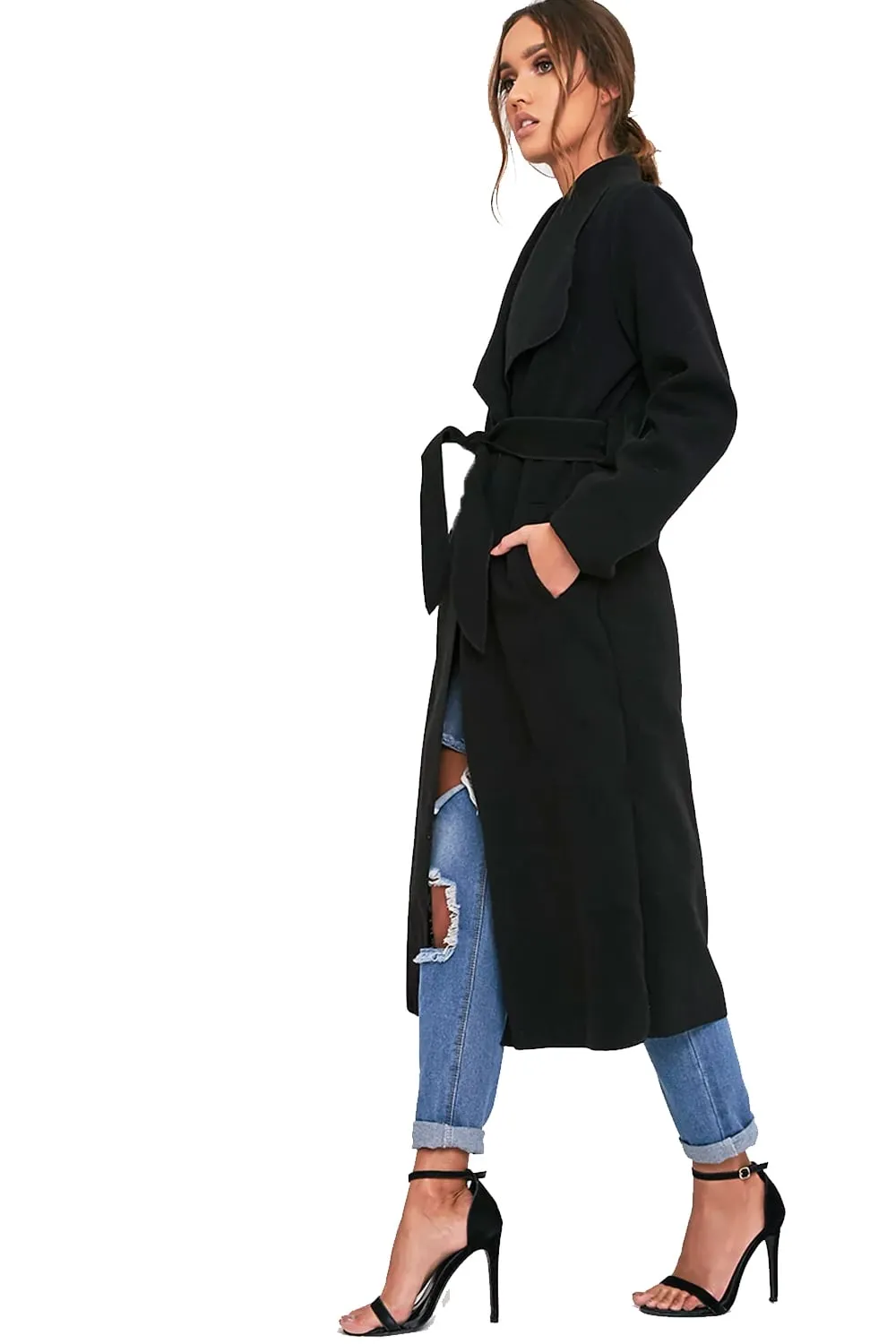 Oversized Wool Waterfall Trench Jacket Coat