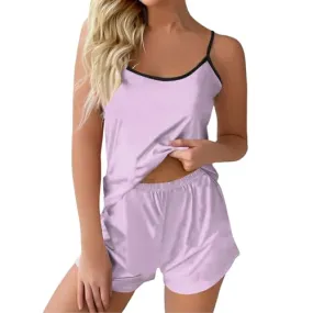 Pajama Sets for Women 2 Piece Soft Cami Pj Top And Shorts Pajama Sets Short Pajamas Cozy Pjs Sleepwear Sexy Lingerie Lounge Silk Tank Cute Satin Night Wear Loungewear(A-Pink,X-Large)