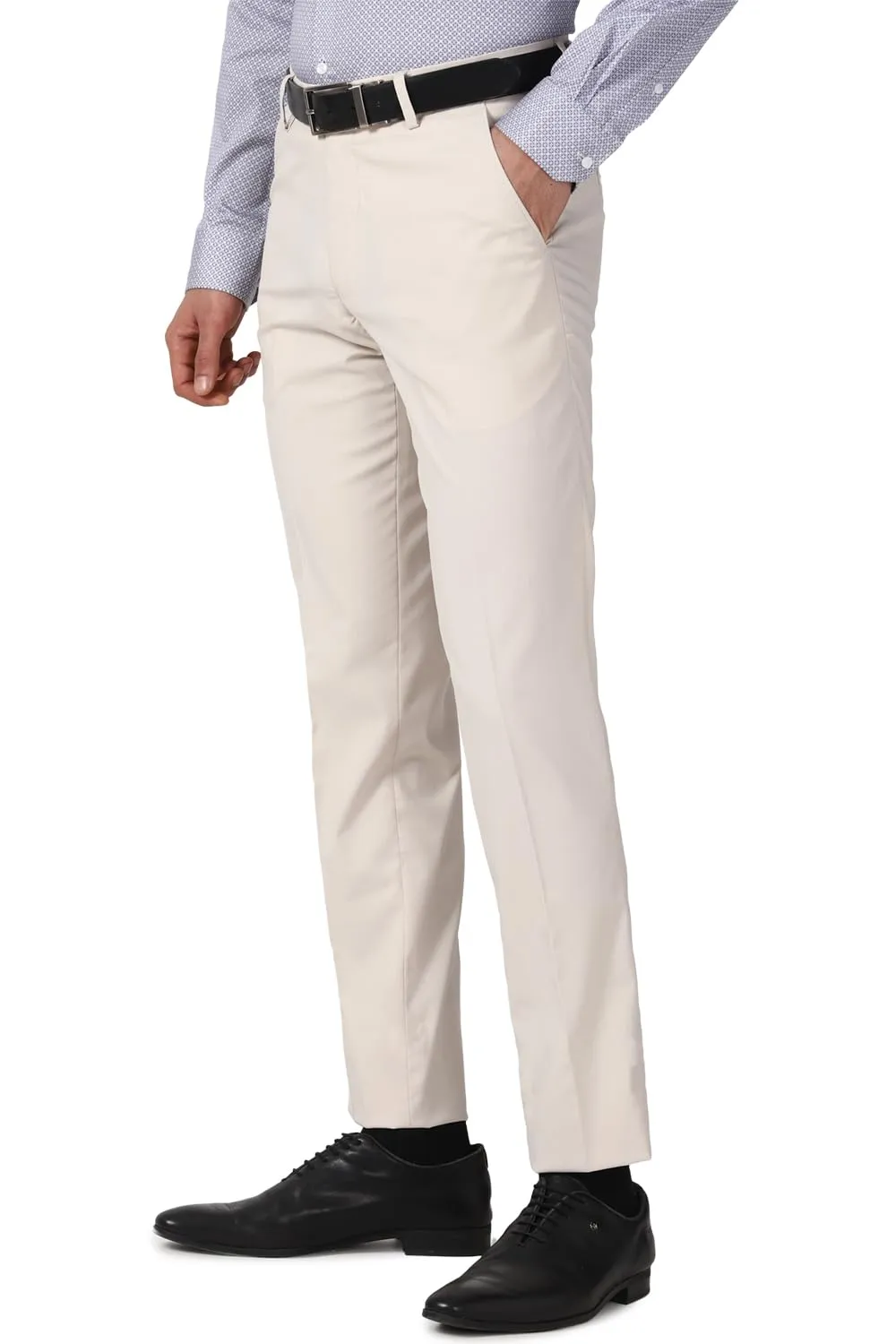 Peter England Men's Slim Pants (PETFWNSP205735_Beige