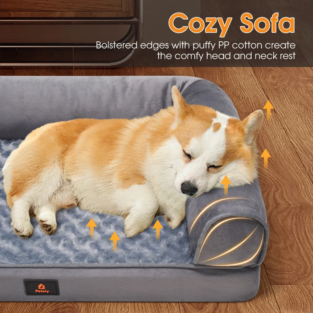 Petzly Dog Bed Memory Foam Calming Bed Orthopedic Pet Sofa Washable Removable Large