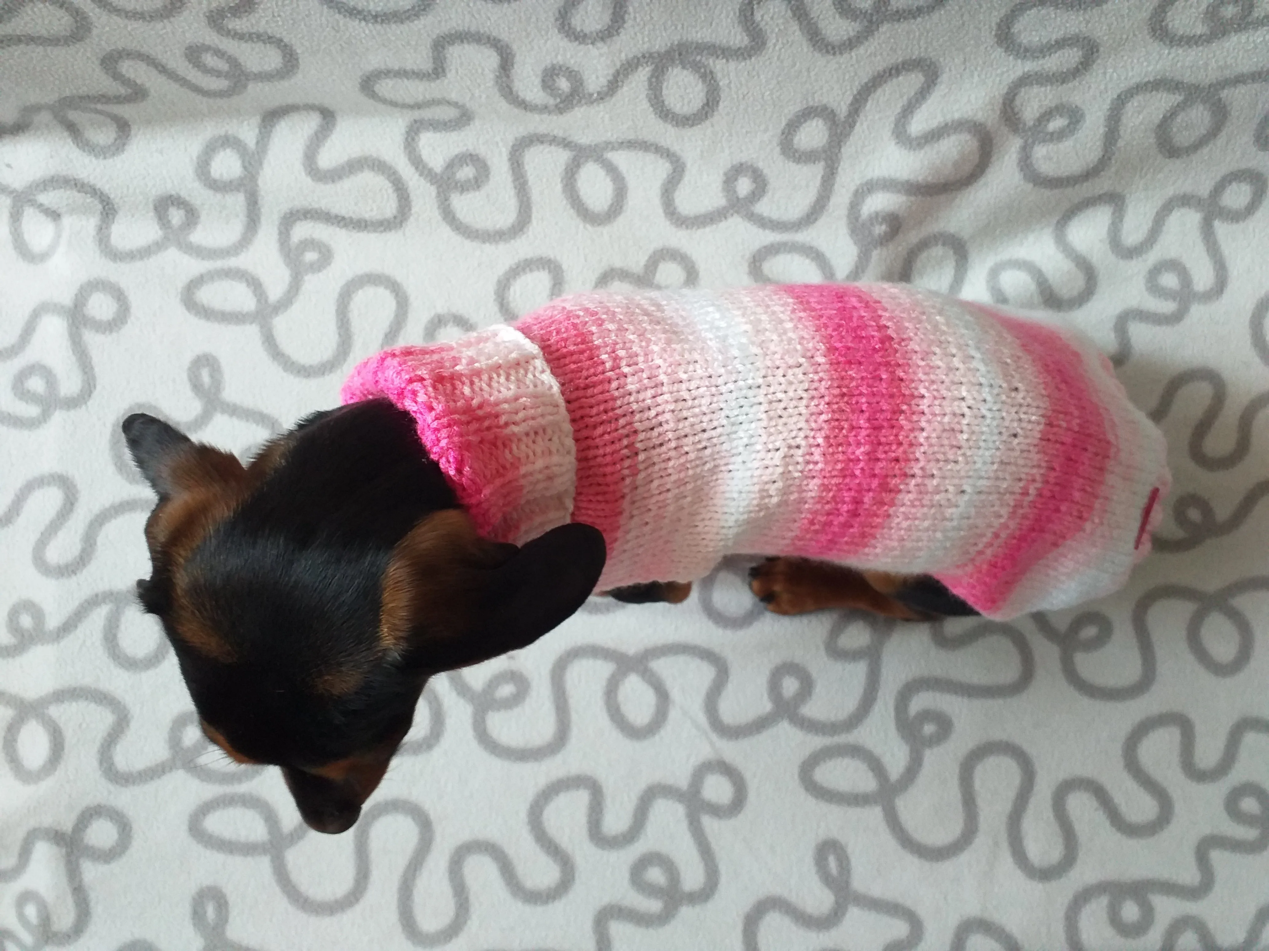 Pink melange batik sweater for dog, Dachshund Sweater, Dog Clothes, Dog sweater, Dachshund clothes, Wiener dog clothes, Winter dog sweater