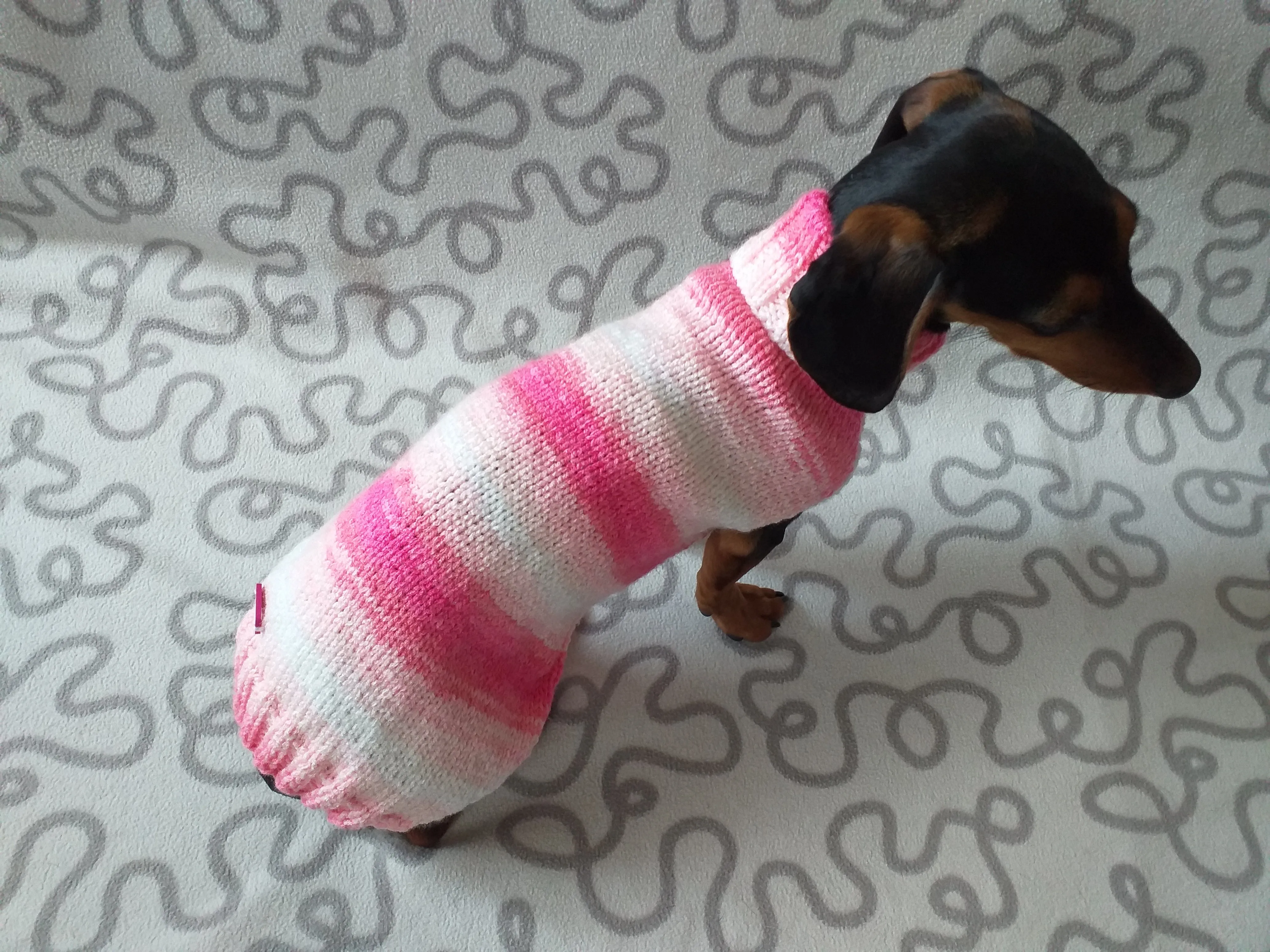 Pink melange batik sweater for dog, Dachshund Sweater, Dog Clothes, Dog sweater, Dachshund clothes, Wiener dog clothes, Winter dog sweater