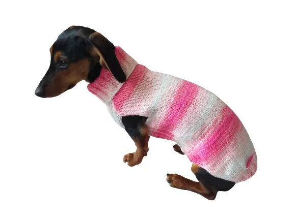 Pink melange batik sweater for dog, Dachshund Sweater, Dog Clothes, Dog sweater, Dachshund clothes, Wiener dog clothes, Winter dog sweater