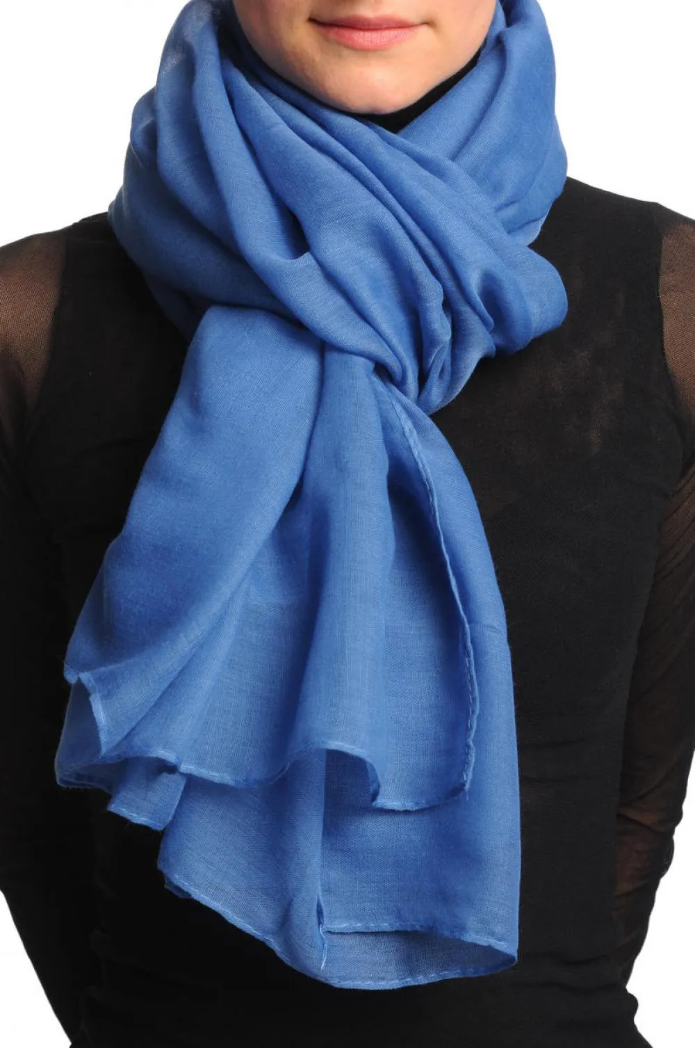 Plain Denim Blue Unisex Scarf & Beach Sarong