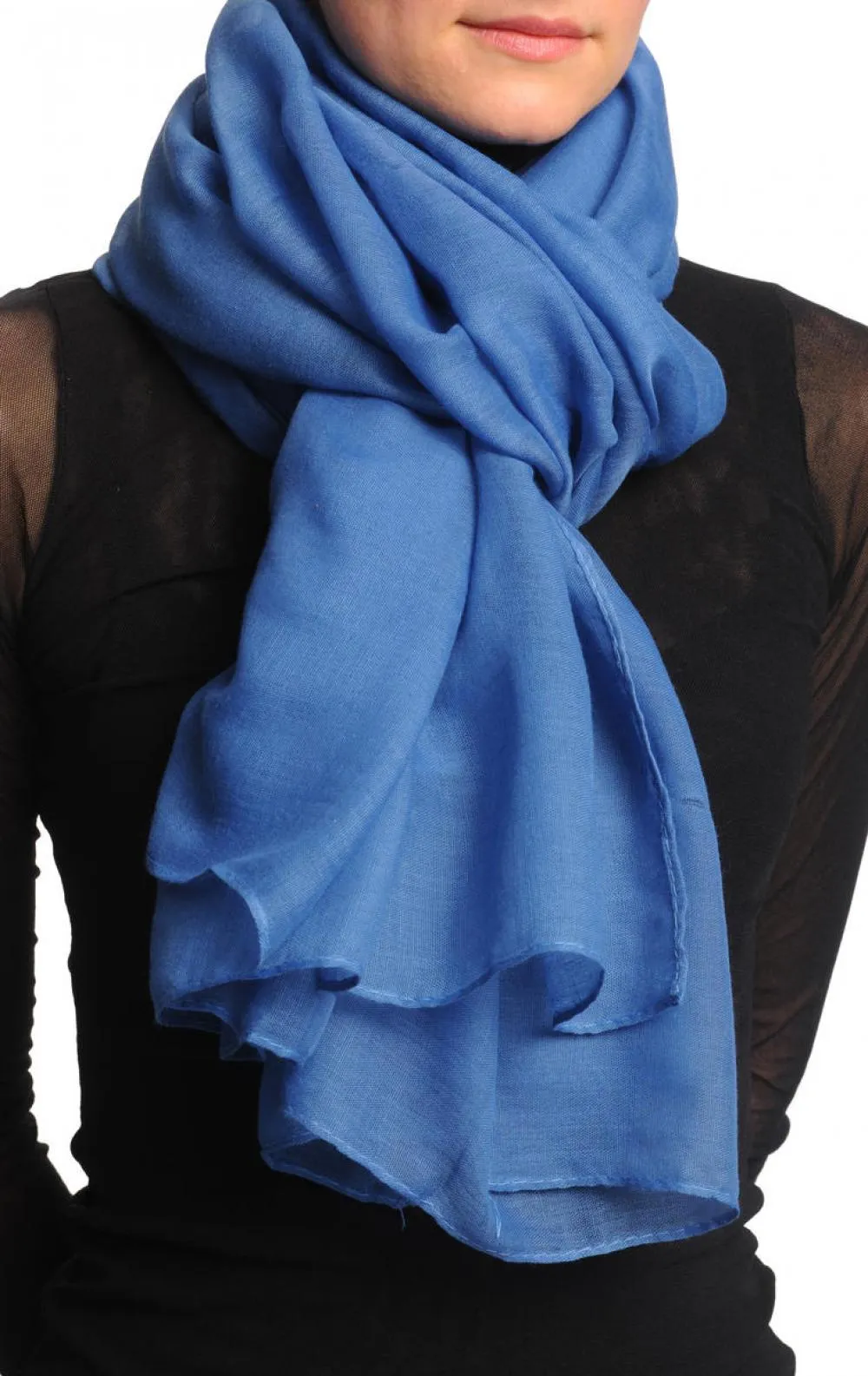 Plain Denim Blue Unisex Scarf & Beach Sarong