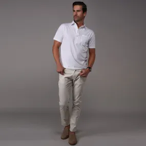 Pocket Semi-Spread Collar Polo White