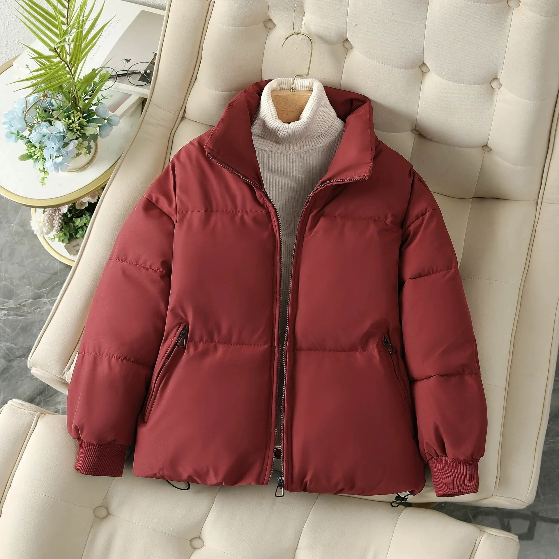 Popular down cotton-padded clothes, women's short bread clothes, thickened warm cotton-padded clothes, winter jackets, students, Korean version of Ins cotton-padded jackets