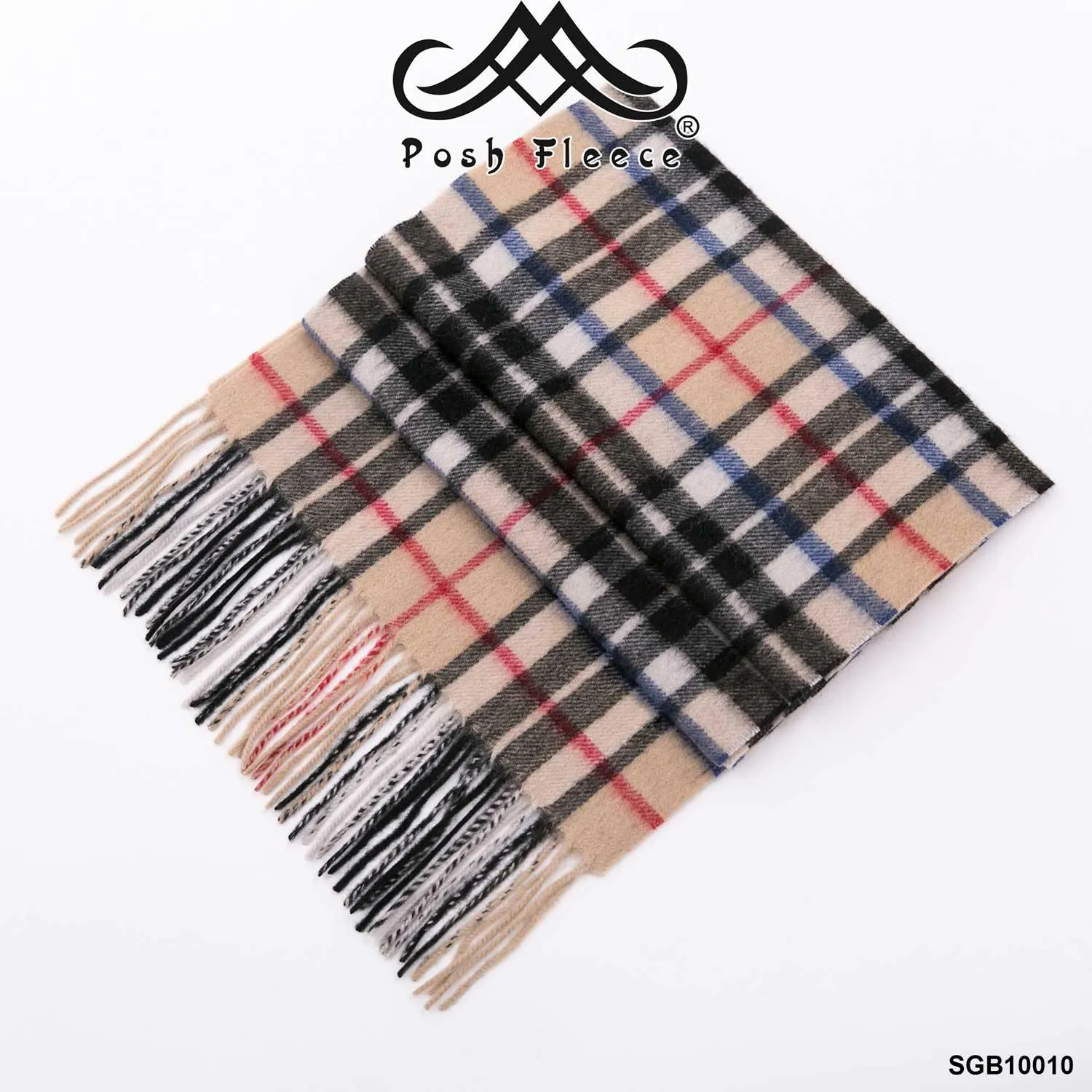 POSH FLEECE Pure Wool Luxurious Scarf with Fringed Trim SGB10010