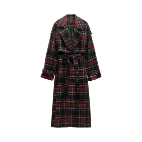 Pre Order:  Plaid Belted Loose Trench Coat