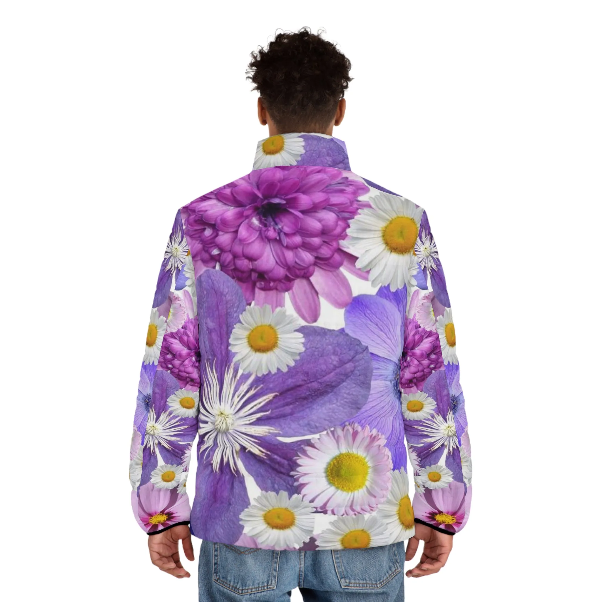 Purple Flowers - Men's Puffer Jacket