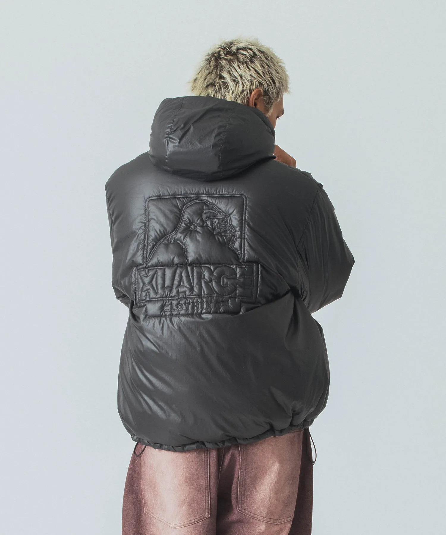 QUILTING LOGO HOODED PUFFER JACKET