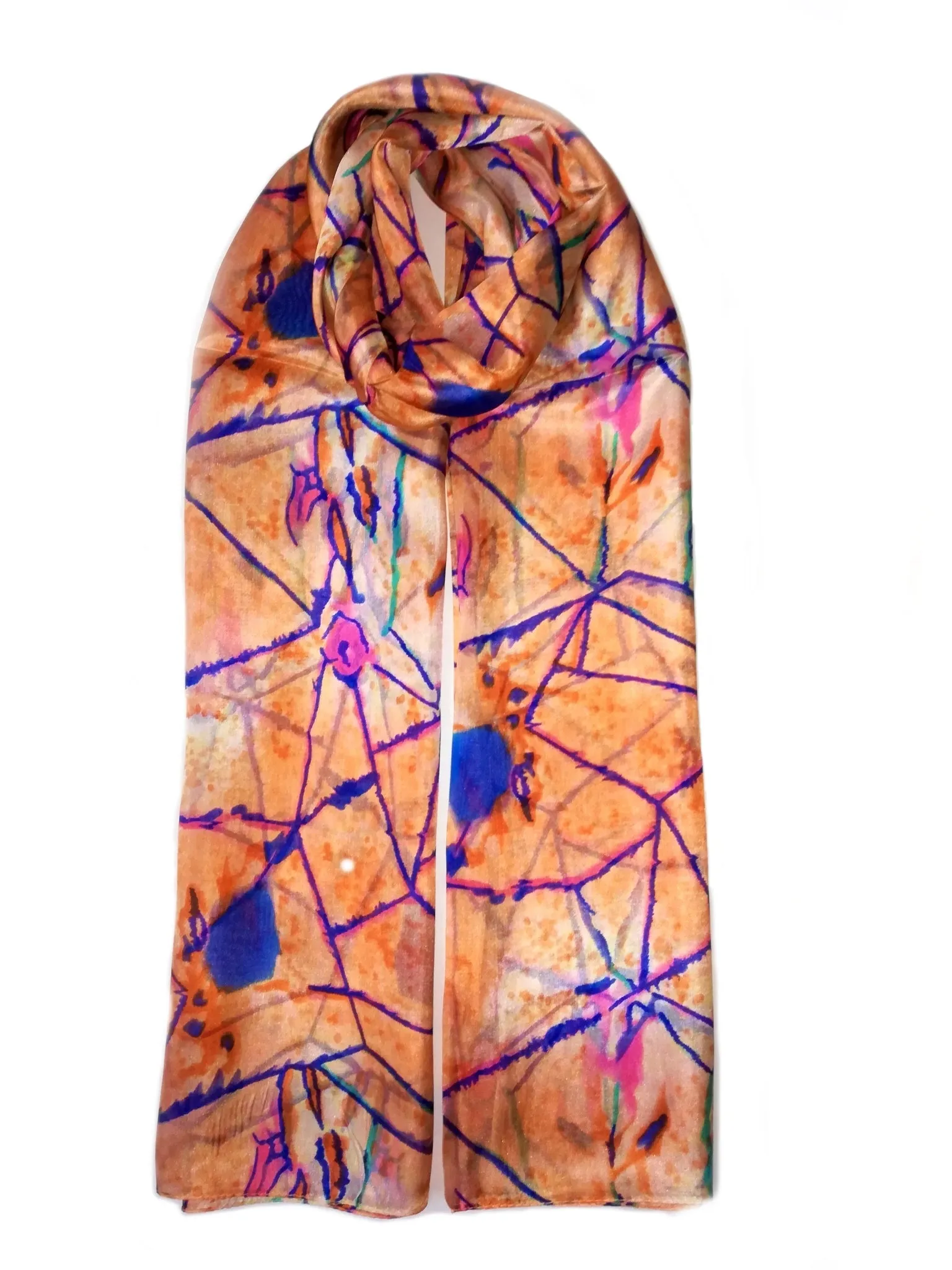 Rainbow Range | Large Silk Scarf Power of Web Orange