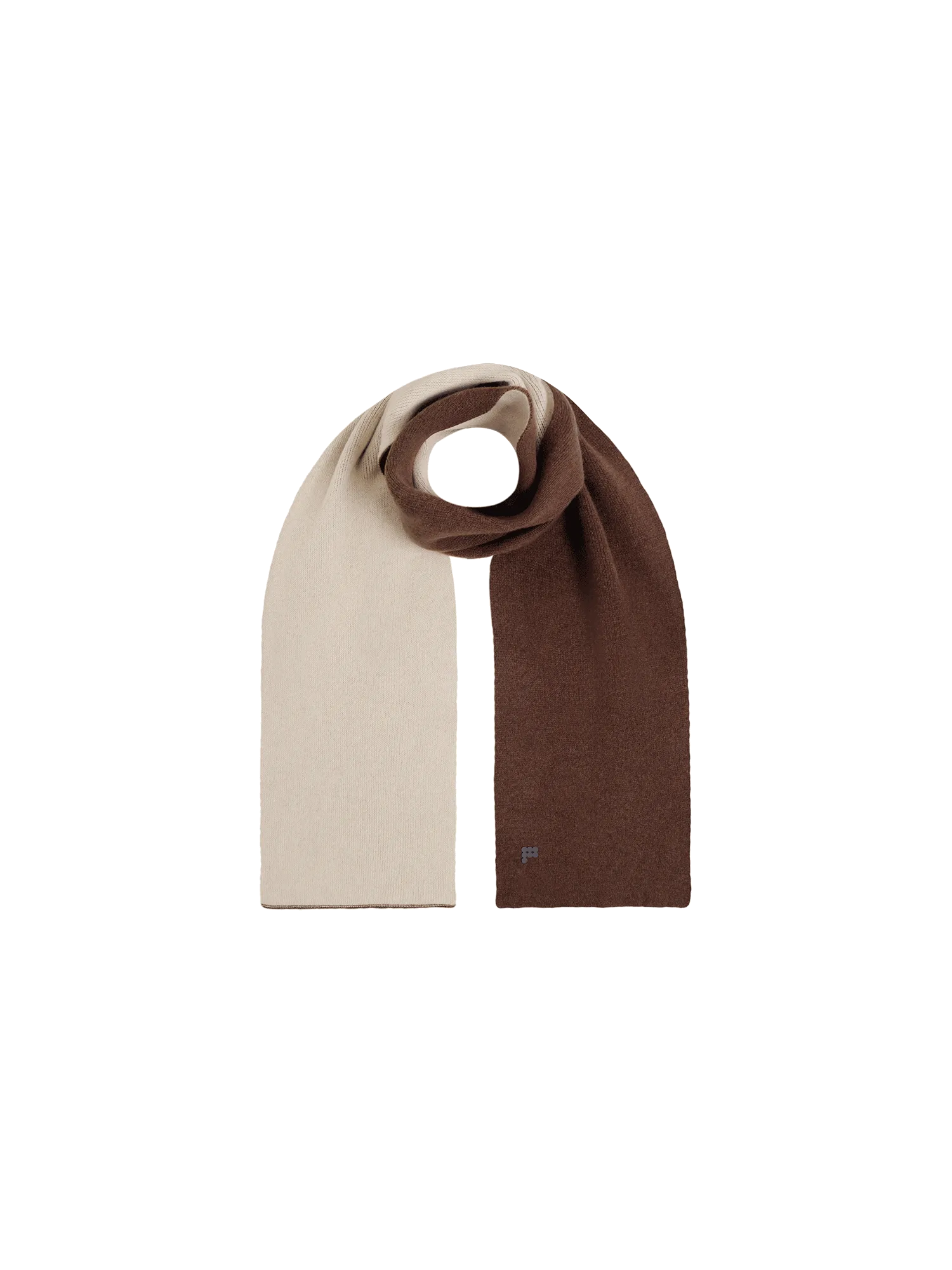 Recycled Cashmere Bi-color Scarf—chestnut brown