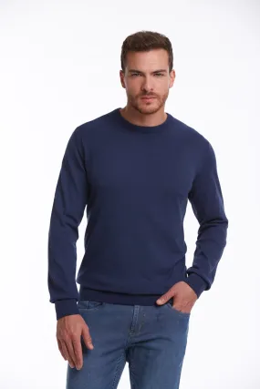 Regular Fit Cotton Indigo Crewneck Sweater