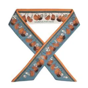 Sabina Savage "Rooster's Dance" Denim and Chambray Large Silk Ribbon Scarf