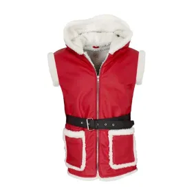 Santa Claus Christmas Hooded Red Leather Vest