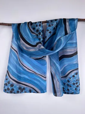 “Sapphire Geode" - Hand-dyed Silk Scarf - $130