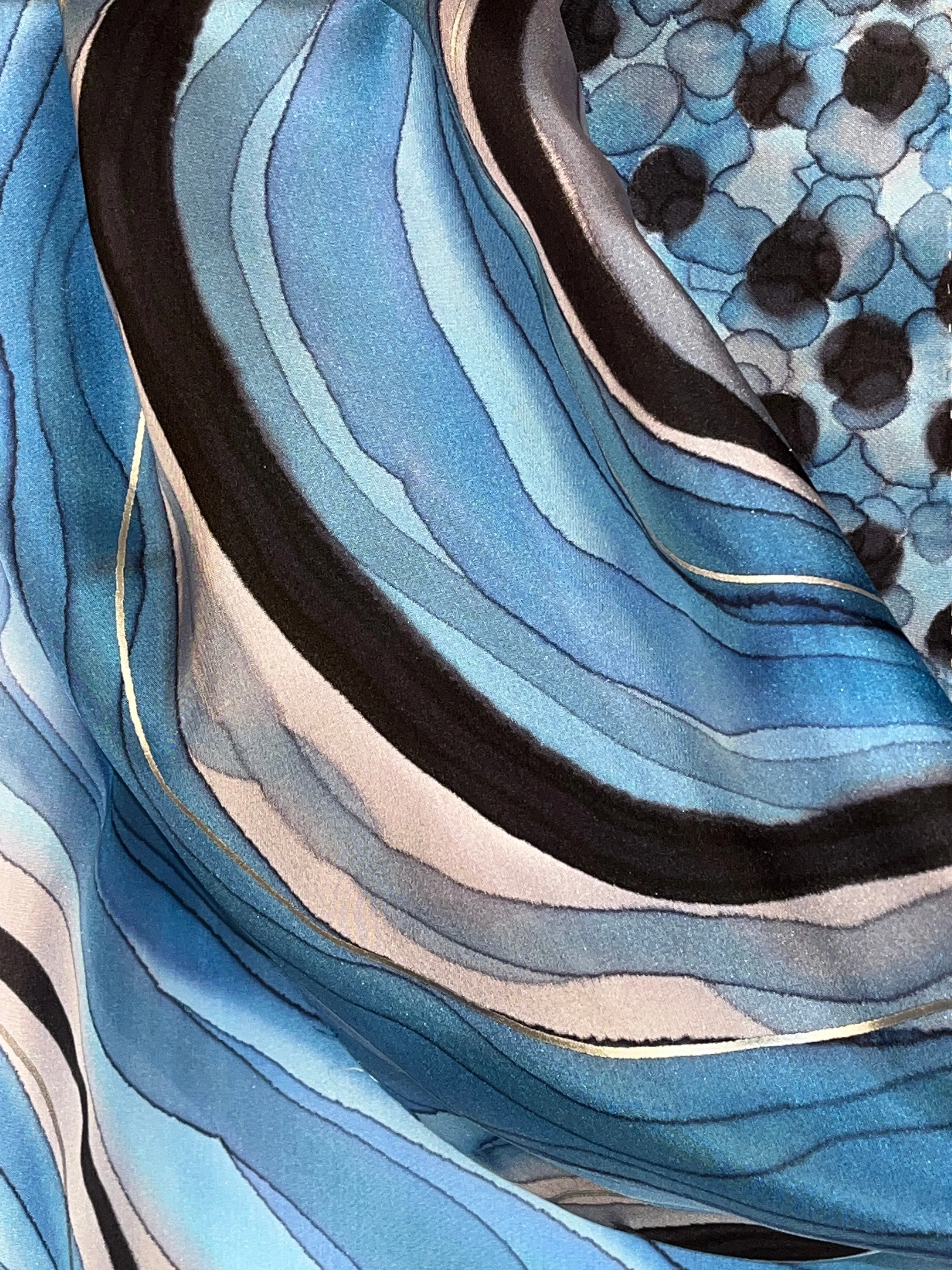 “Sapphire Geode" - Hand-dyed Silk Scarf - $130