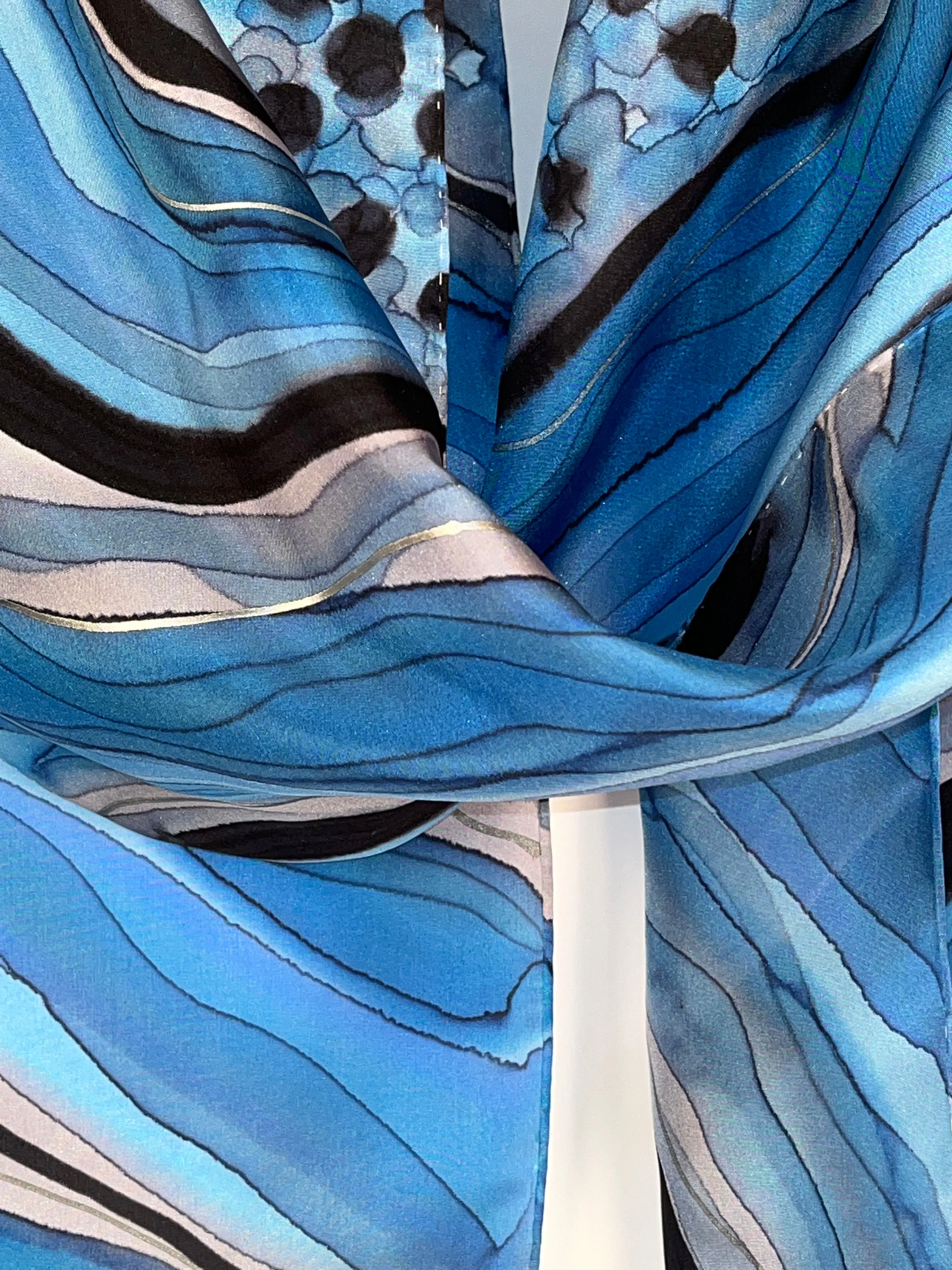 “Sapphire Geode" - Hand-dyed Silk Scarf - $130