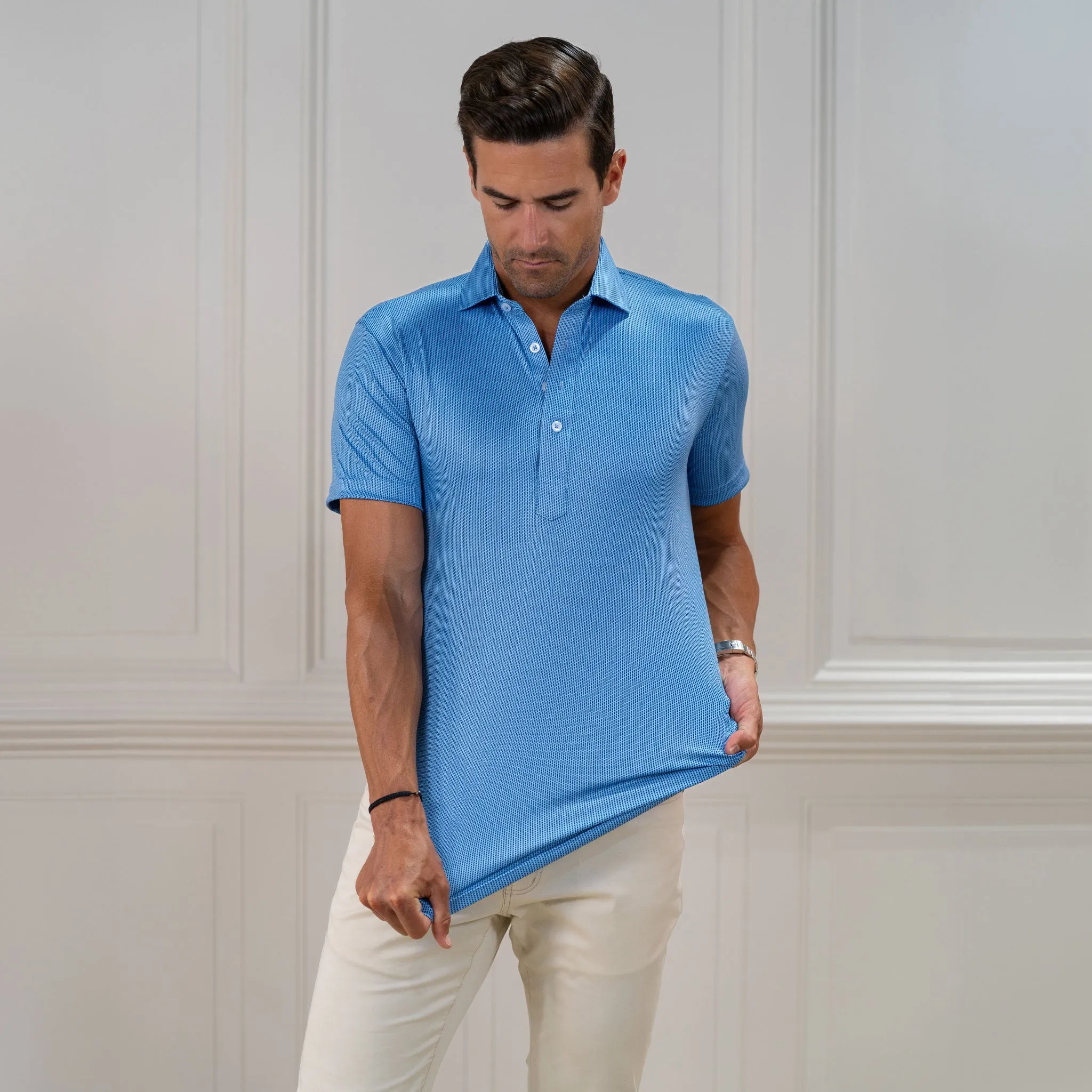 Semi-Spread Collar Polo Adams Blue