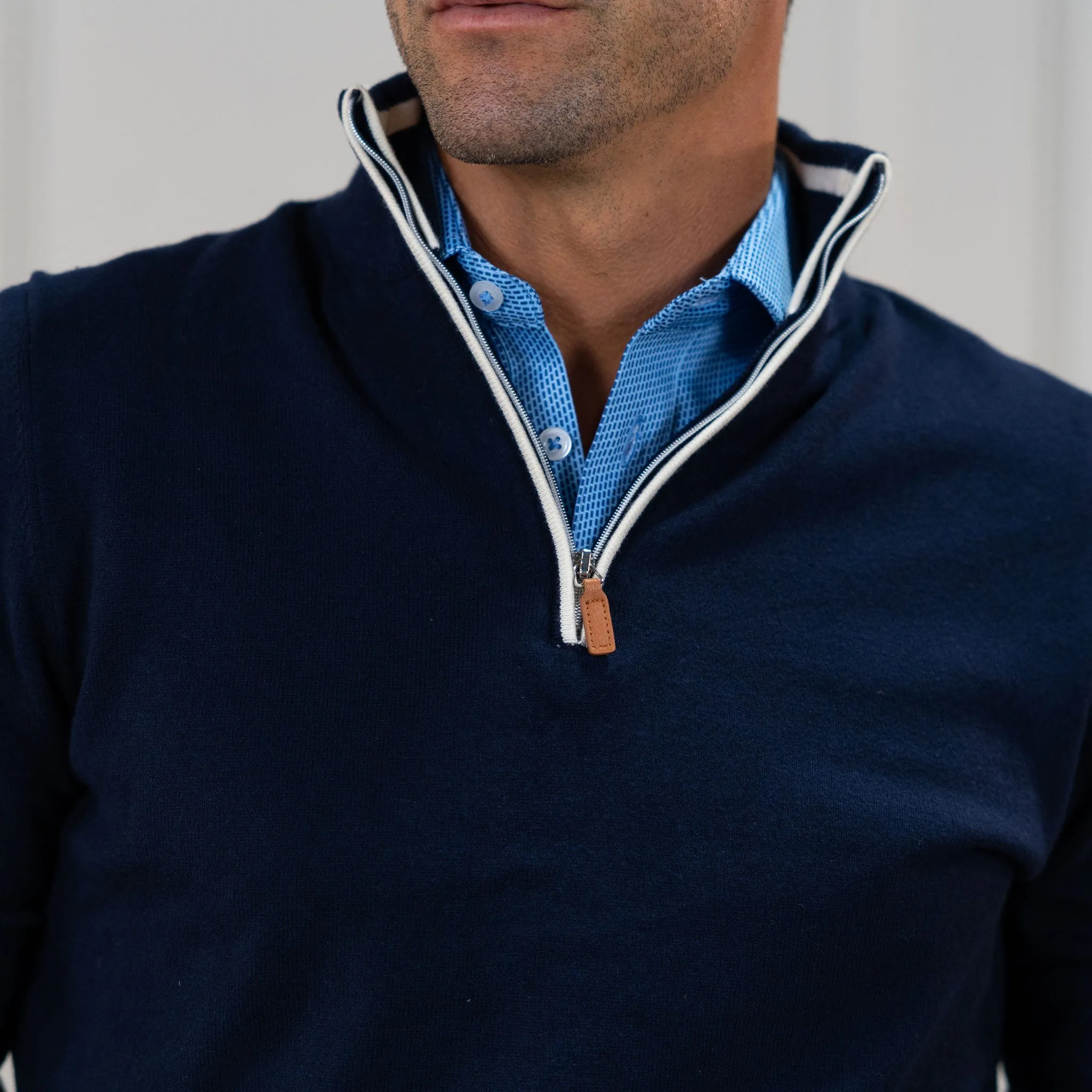 Semi-Spread Collar Polo Adams Blue