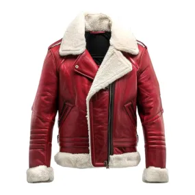 Sheepskin Red Shearling Real Leather Jacket