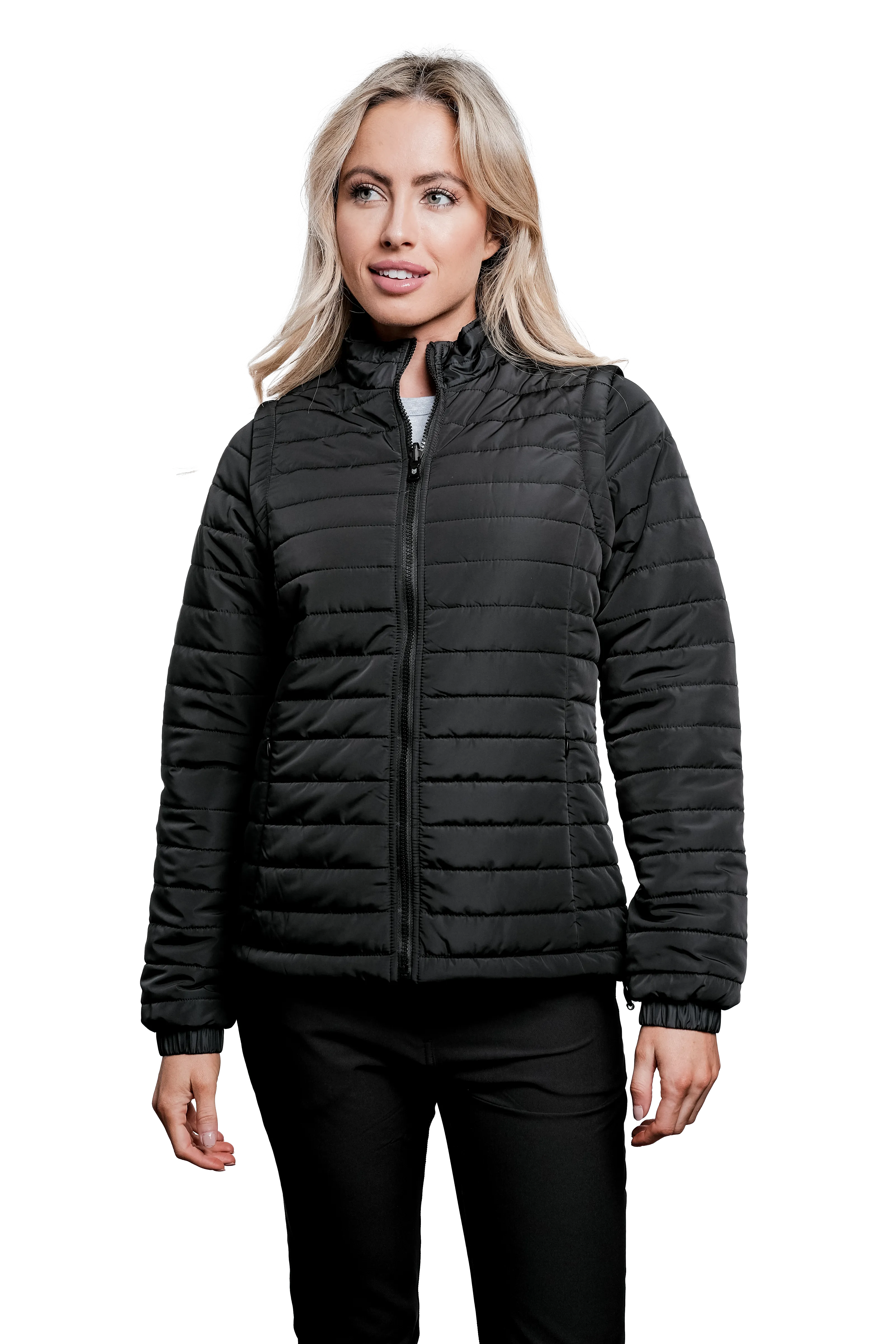 Sierra Black Women's Puffer Jacket Removable Arms