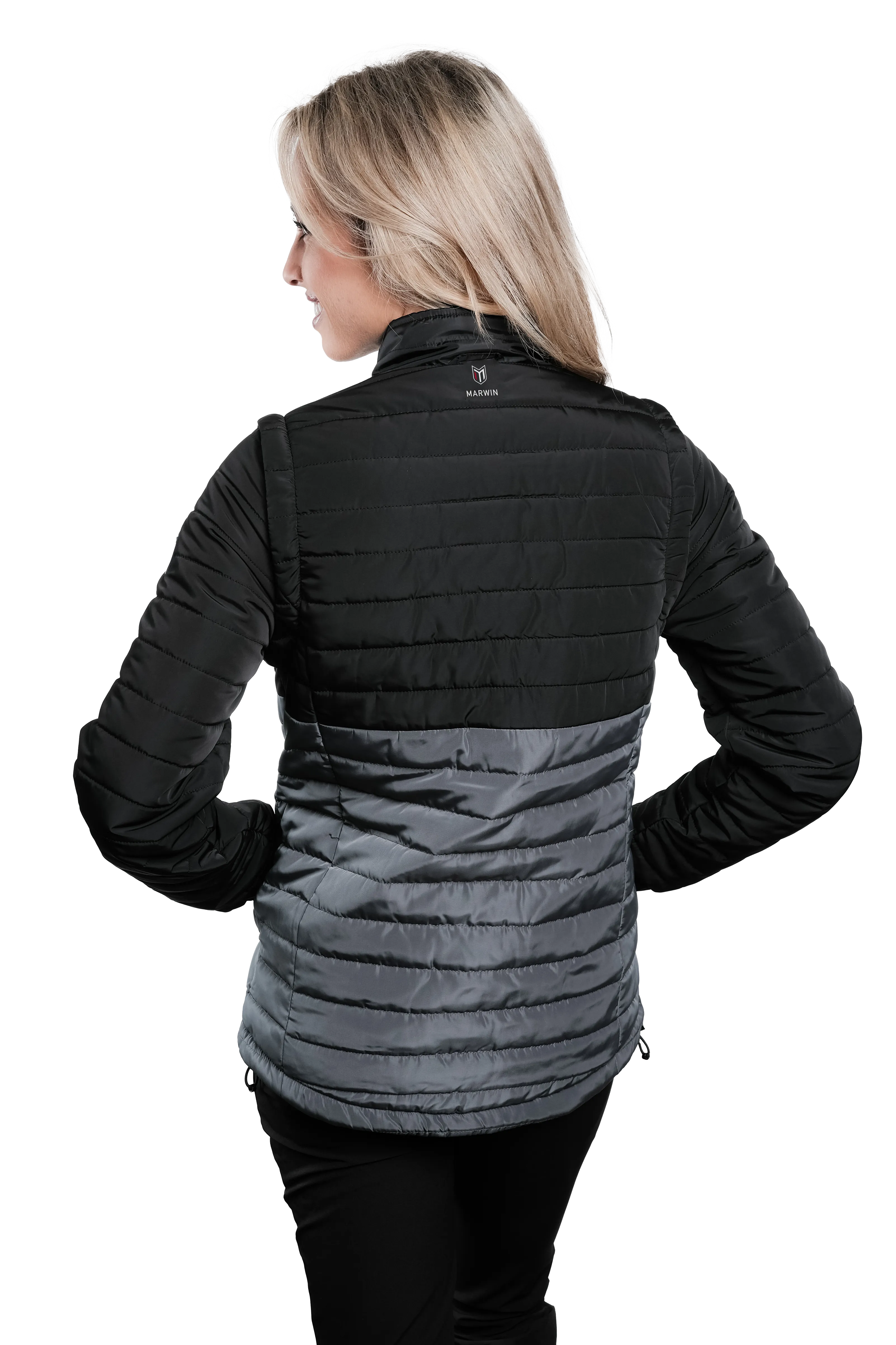 Sierra Black/Grey Women's Puffer Jacket Removable Arms