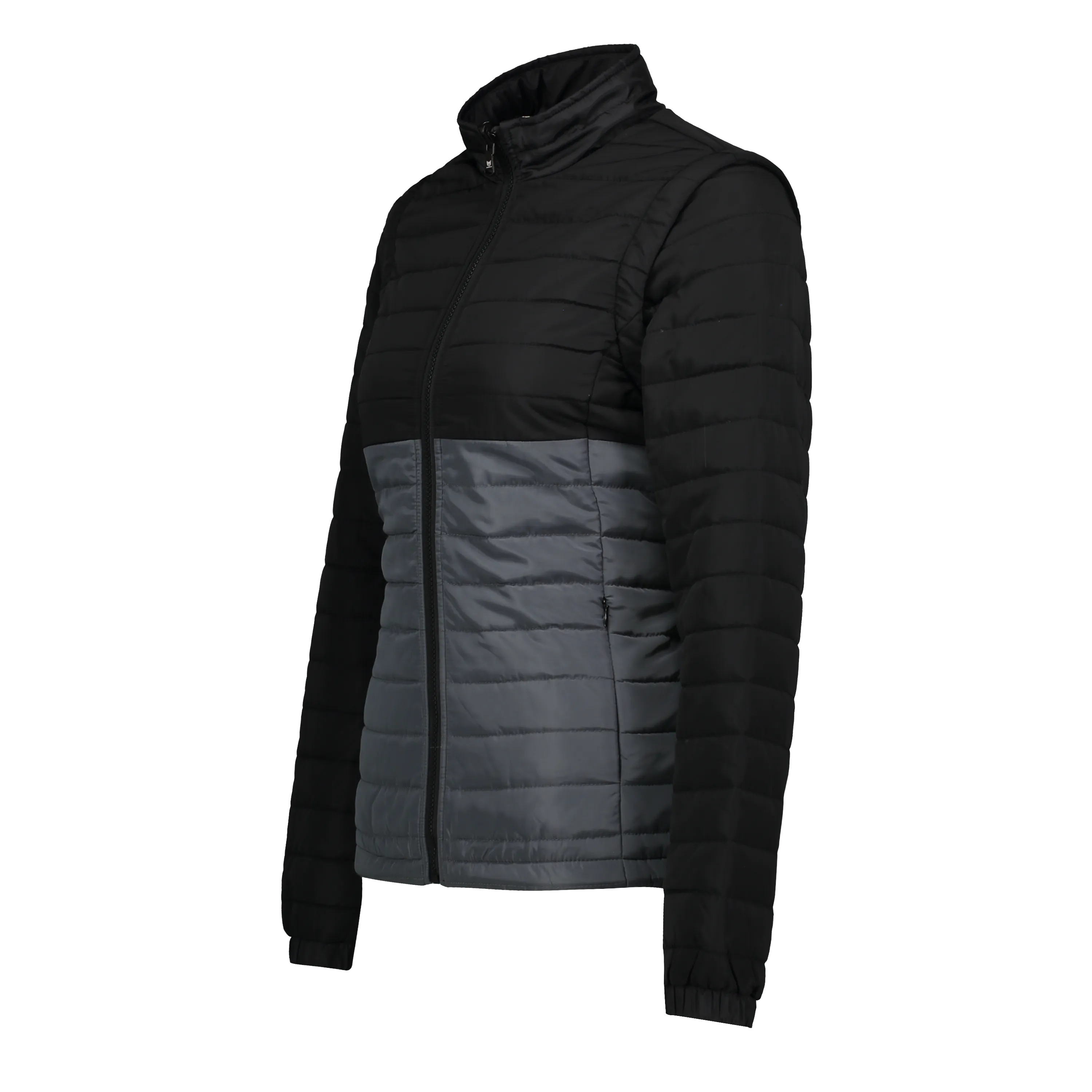 Sierra Black/Grey Women's Puffer Jacket Removable Arms