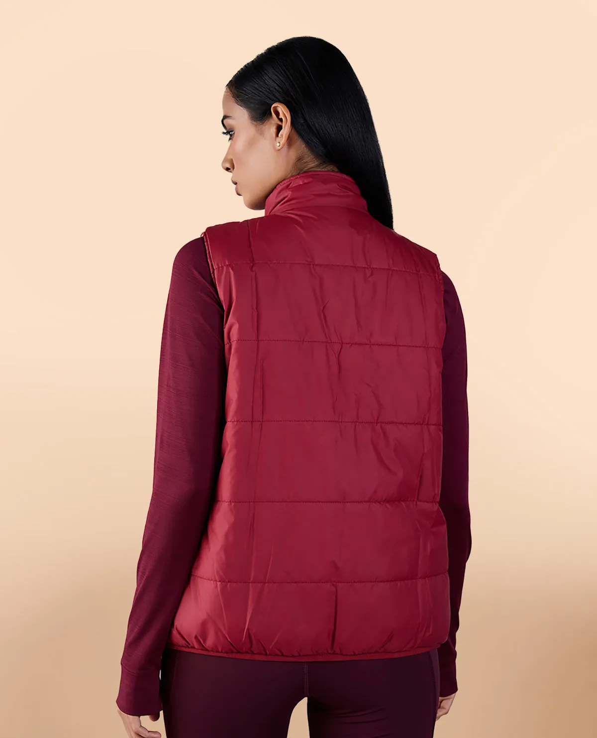 Sleeveless Reversible Puffer Jacket Pink/Burgundy