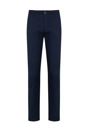 Slim Fit Navy Side Pocket Cotton Casual Pants