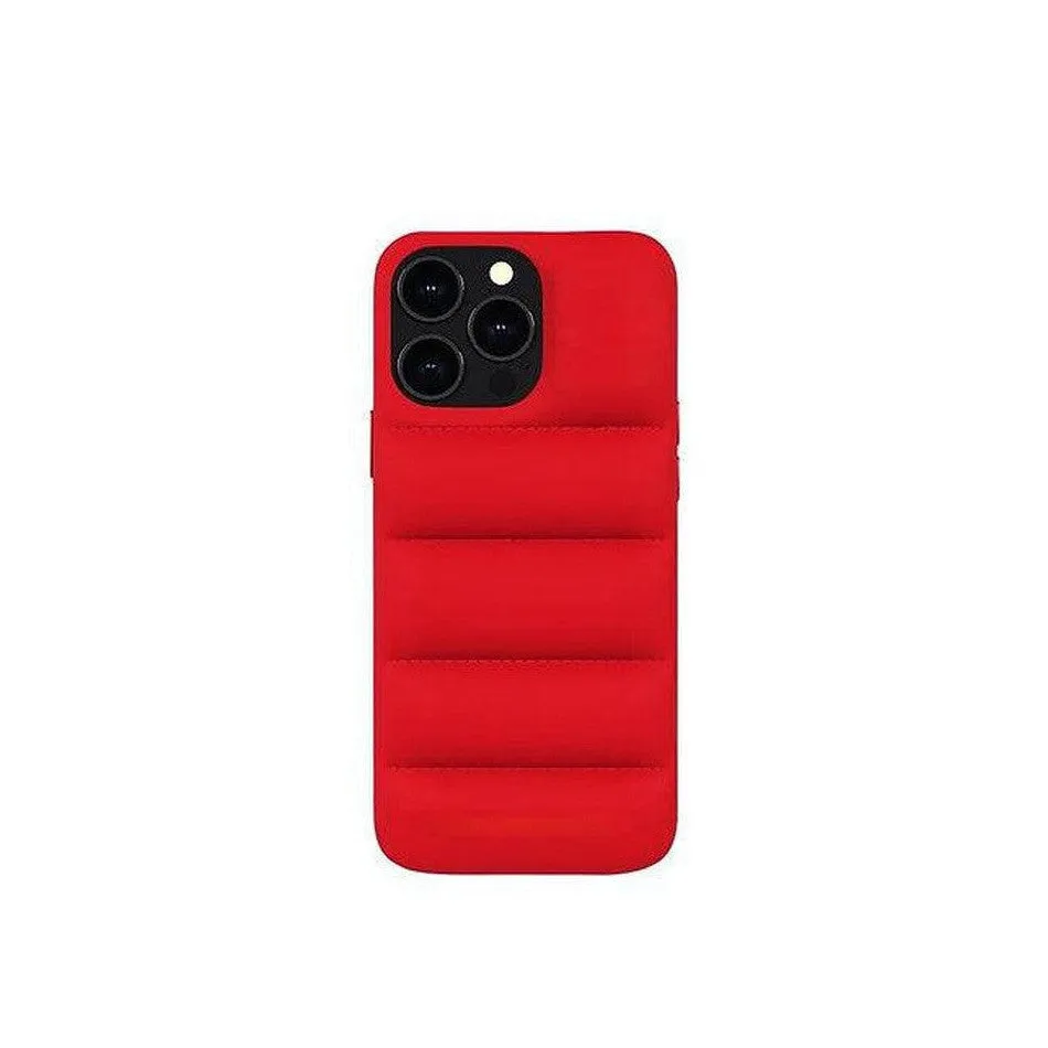 Soft Puffer Jacket Style Mobile Phone Case for iPhone 12 Pro- Red