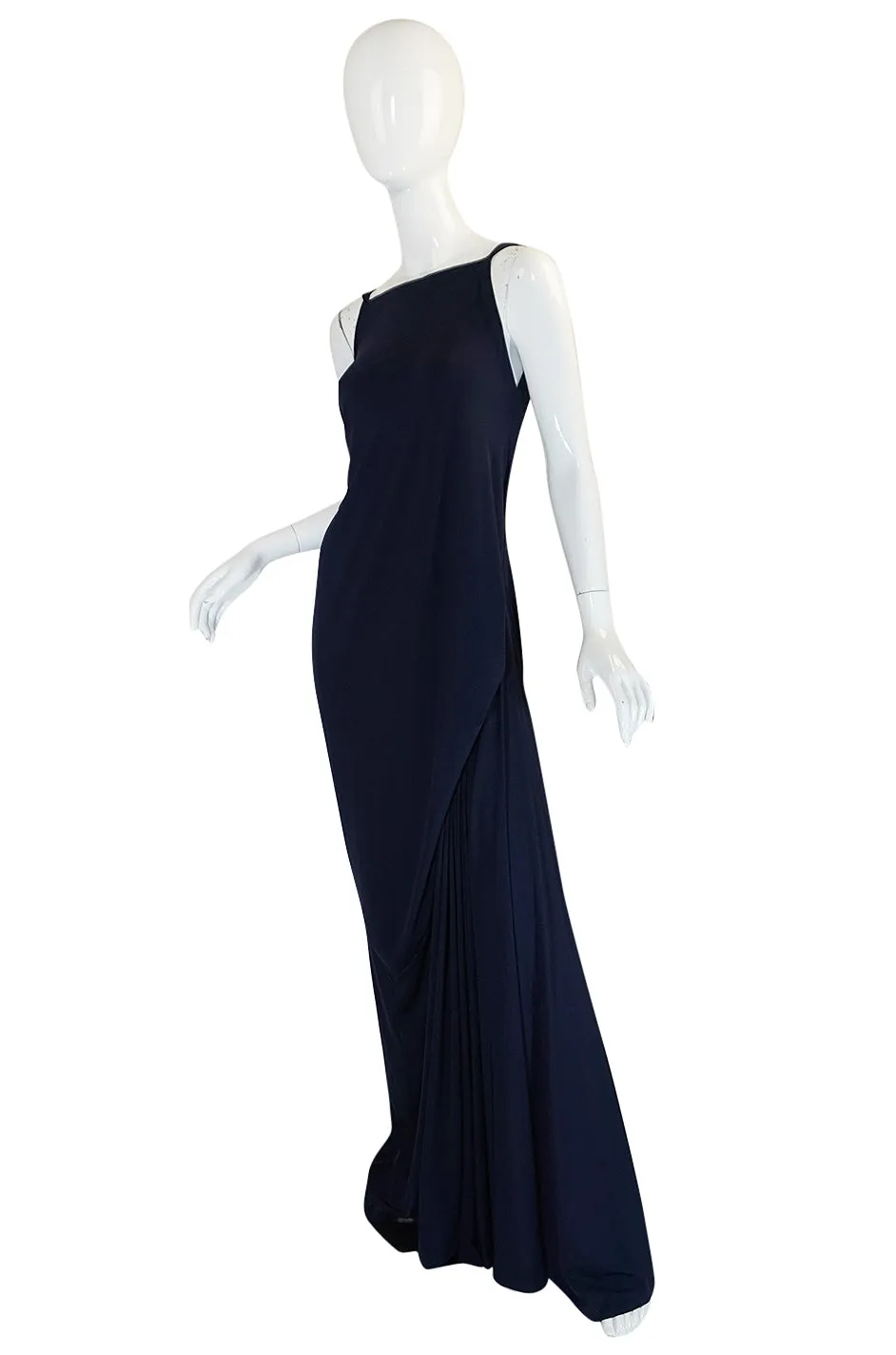 S/S 2008 Yves Saint Laurent Minimalist Navy "Bustle" Dress