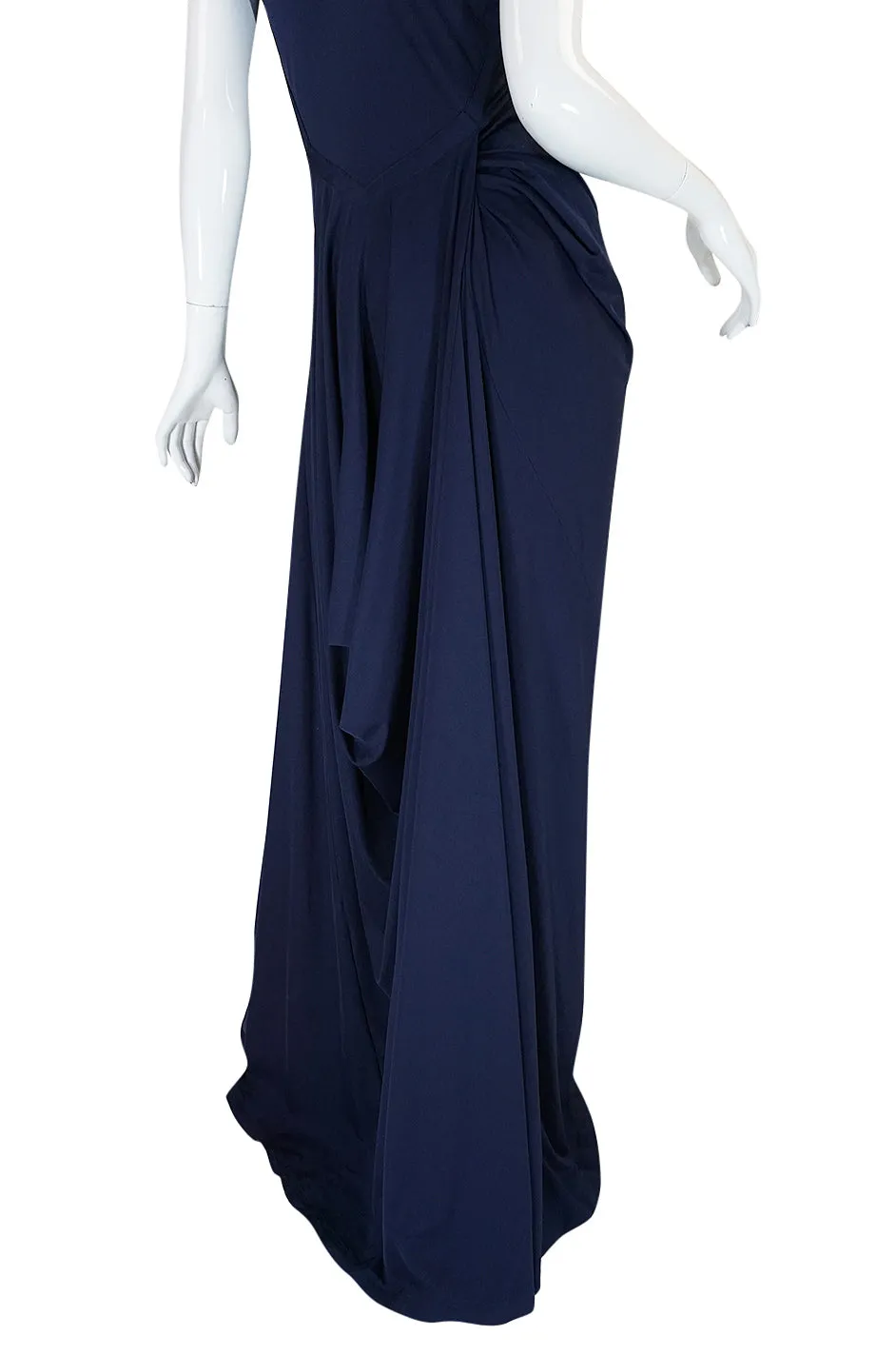 S/S 2008 Yves Saint Laurent Minimalist Navy "Bustle" Dress