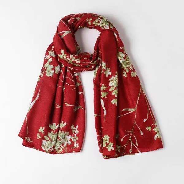 Stella Red/Star Flower Print Scarf Made From Recycled Bottles