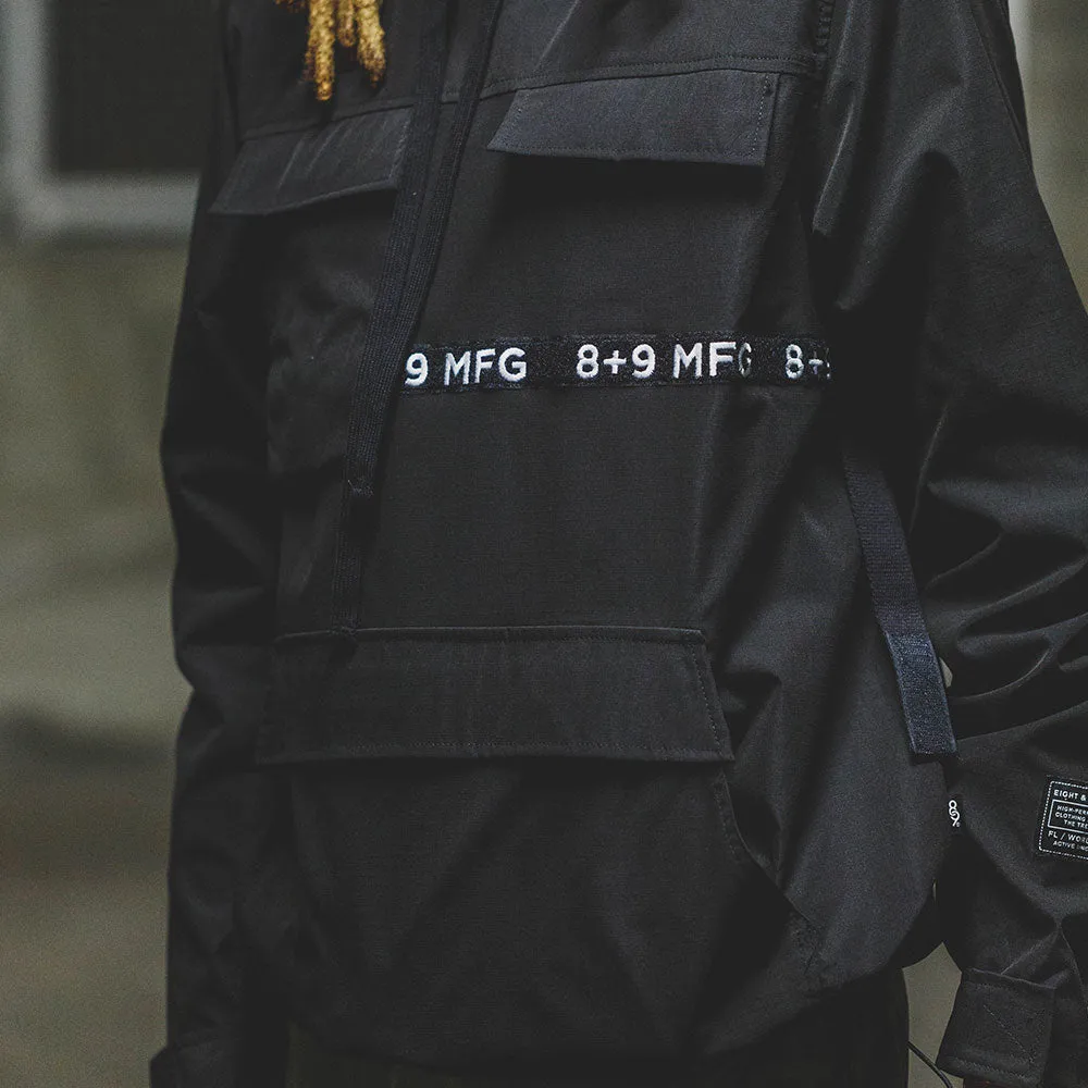 Strapped Up Rip Stop Utility Anorak Jacket Black