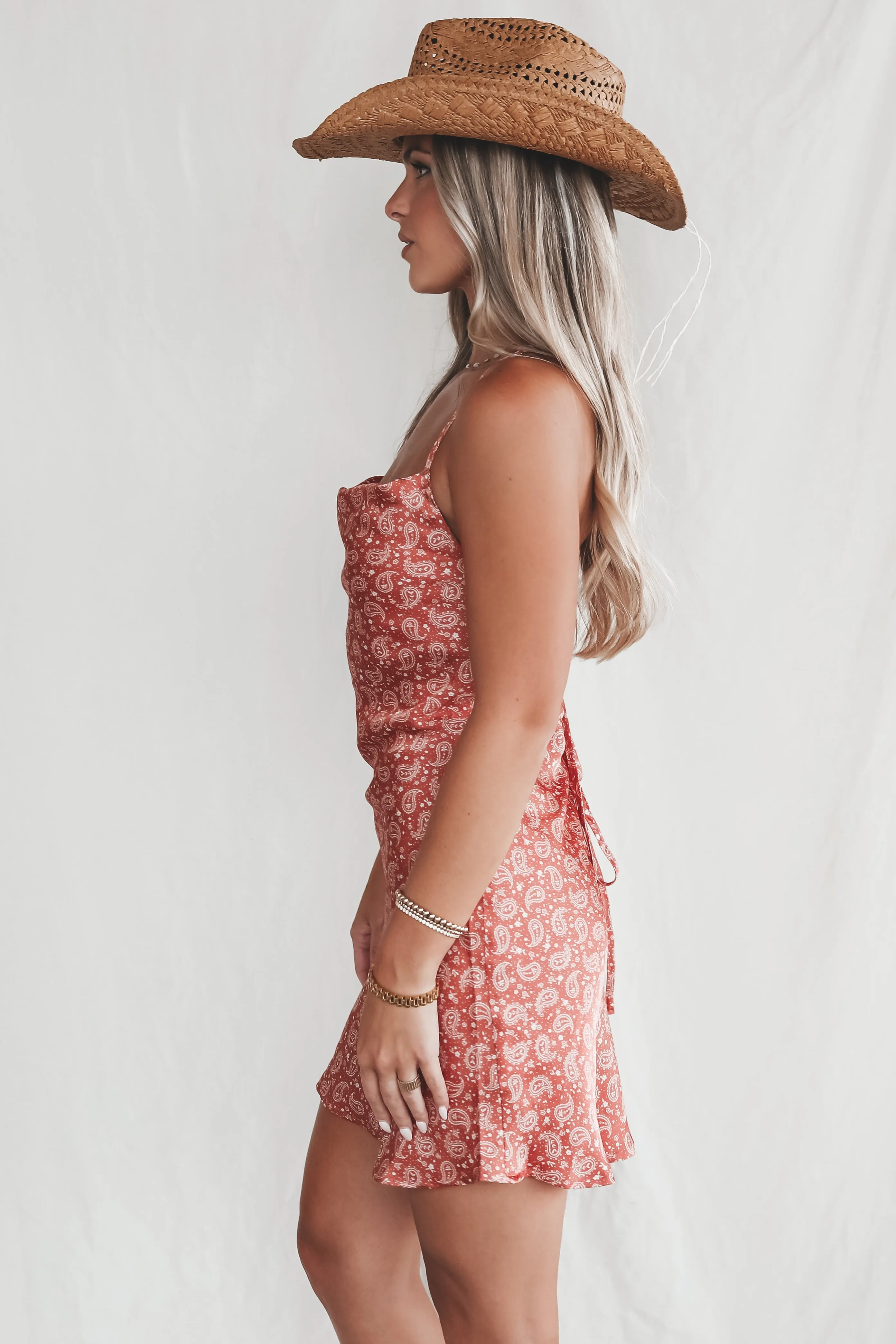 Sunrise Sunset Repeat Printed Cowl Neck Dress