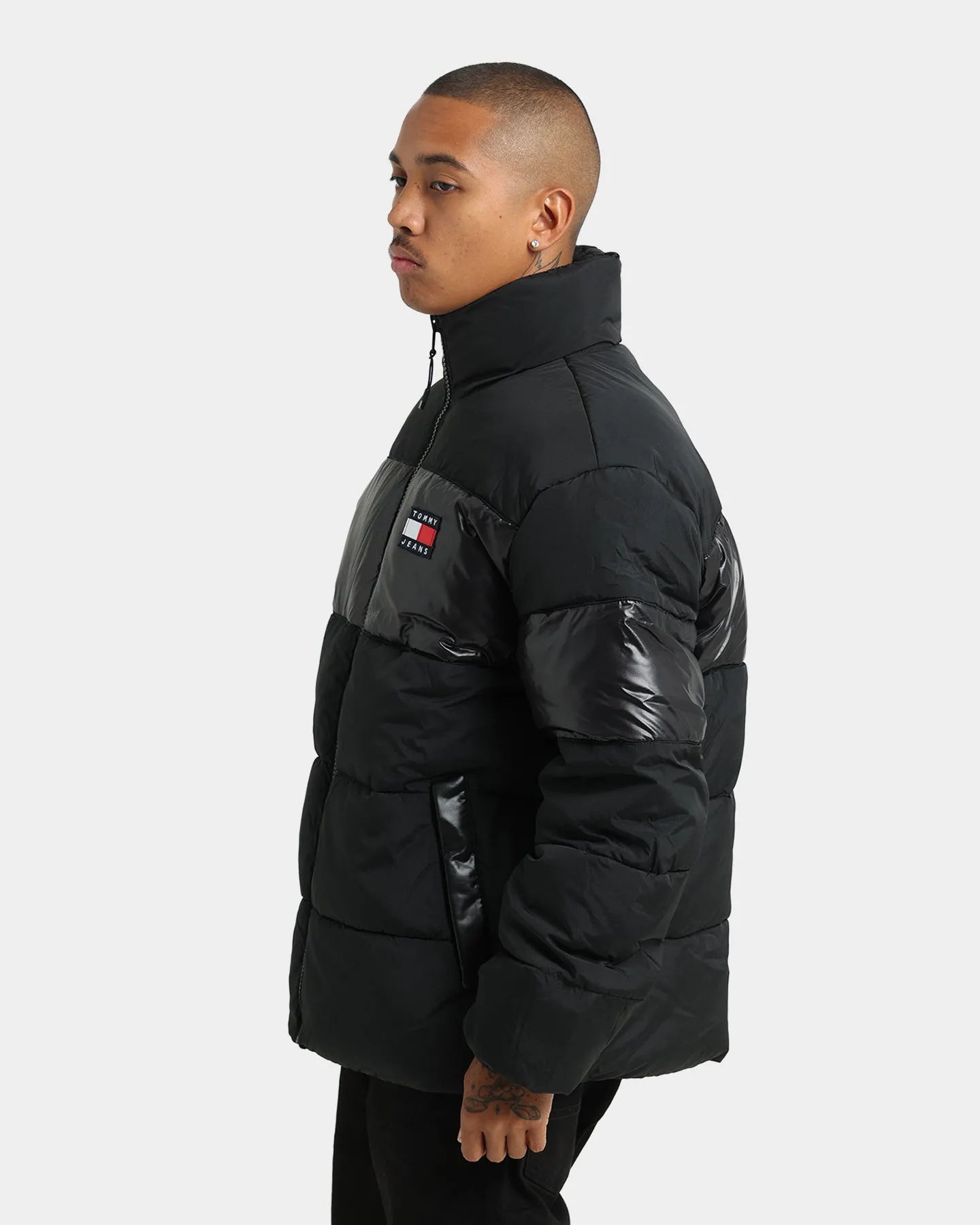 Tommy Jeans Tonal Colour Block Puffer Jacket Black