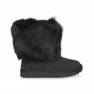 UGG Classic Short Sheepskin Cuff Black Boots