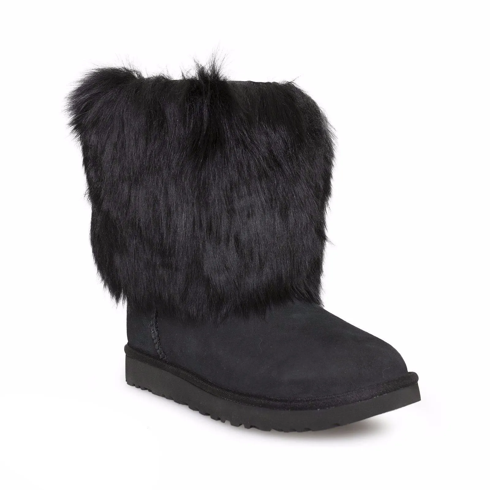 UGG Classic Short Sheepskin Cuff Black Boots